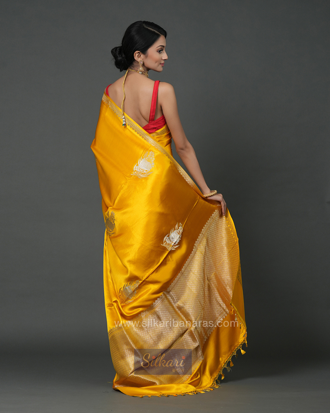 Handwoven Pure Banarasi Mashru Silk Saree