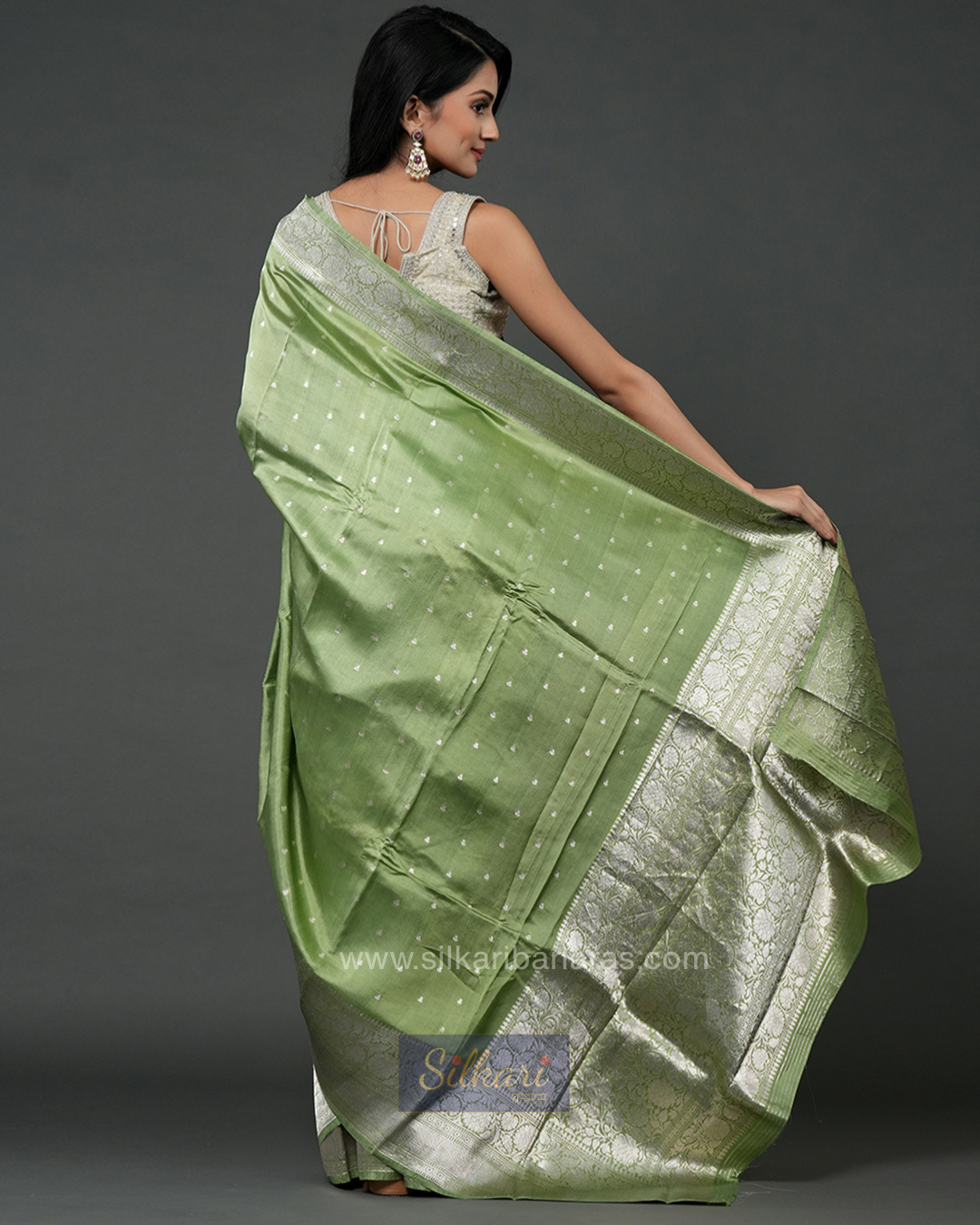 Pastel Grace Banarasi Silk Saree in Light Green