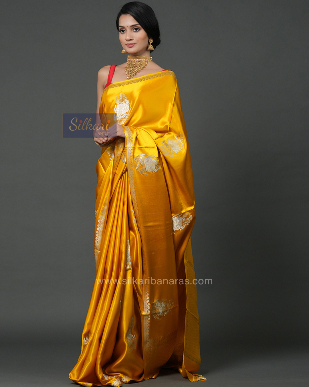 Handwoven Pure Banarasi Mashru Silk Saree