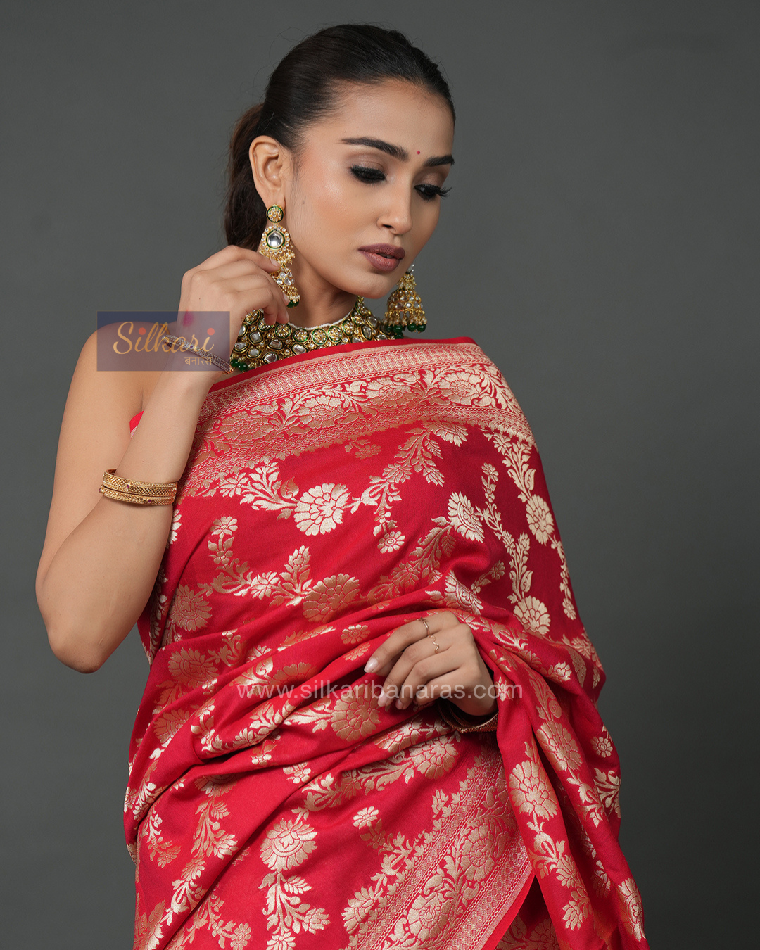 Classic Red Banarasi Moonga Silk Saree