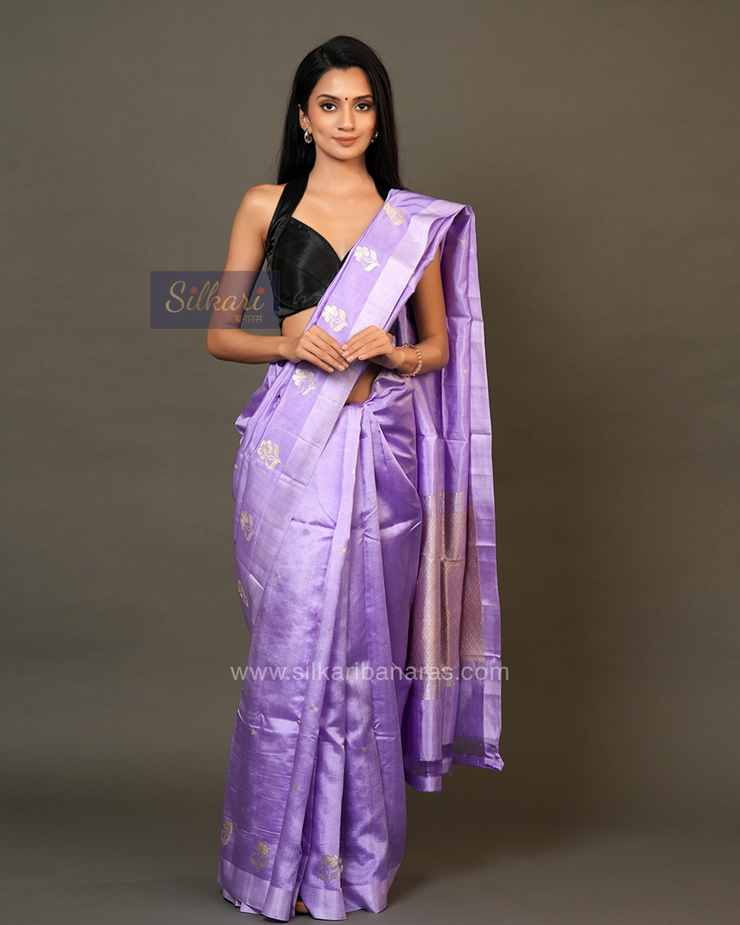 Banarasi Poona Silk Saree in Lavender