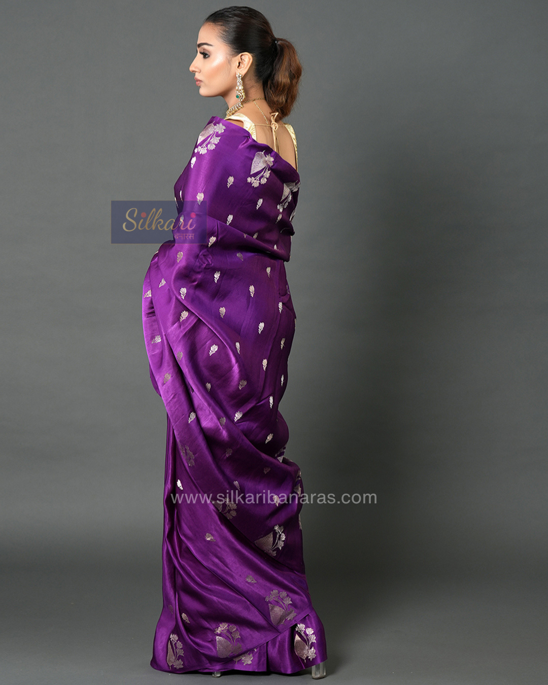 Royal Purple Banarasi Mashru Silk Saree
