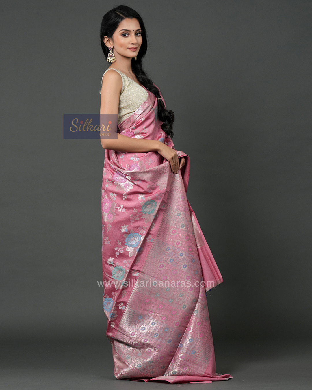 Pastel Pink Banarasi Chinya Silk Saree