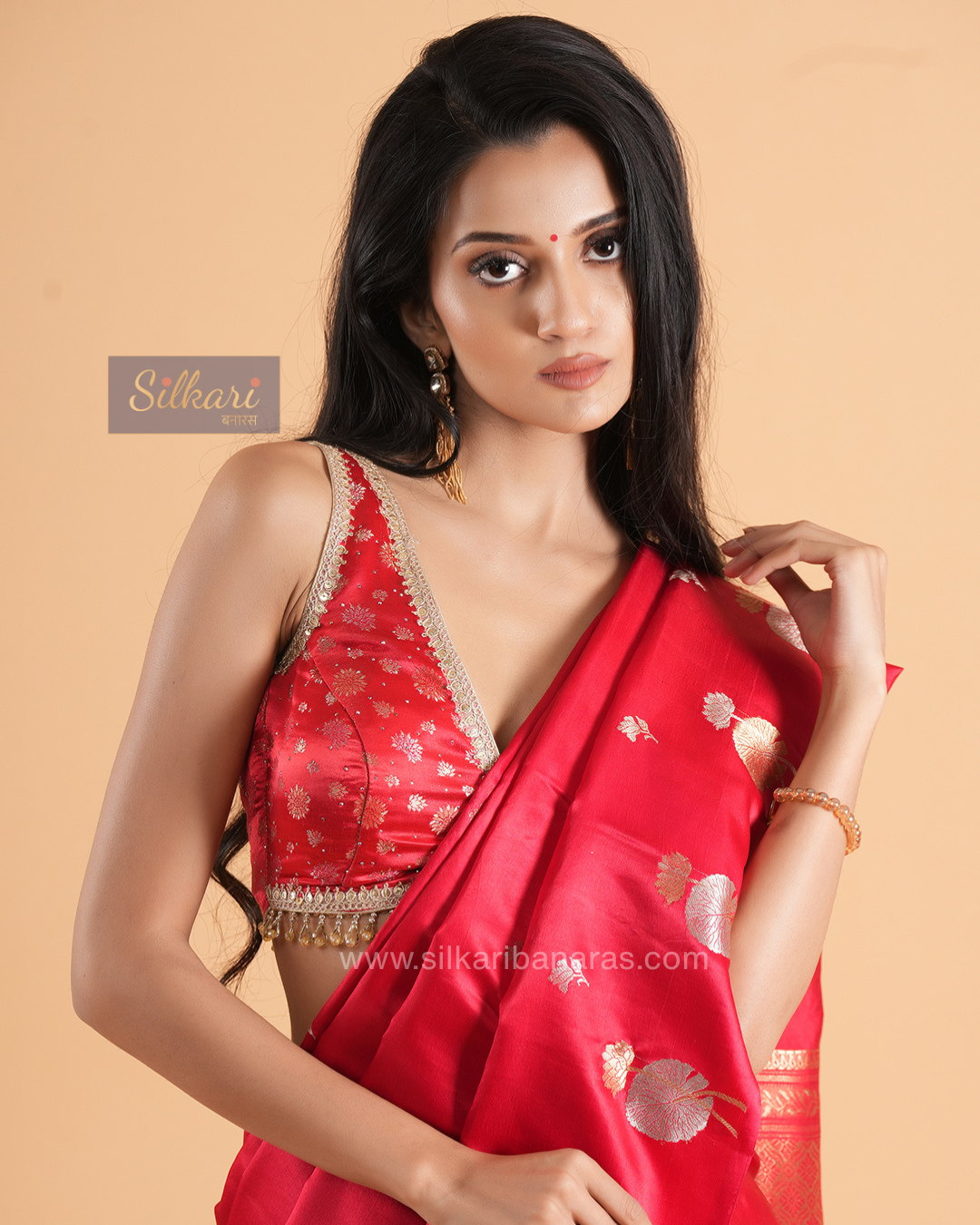 Banarasi Ponna Silk Saree in Deep Red