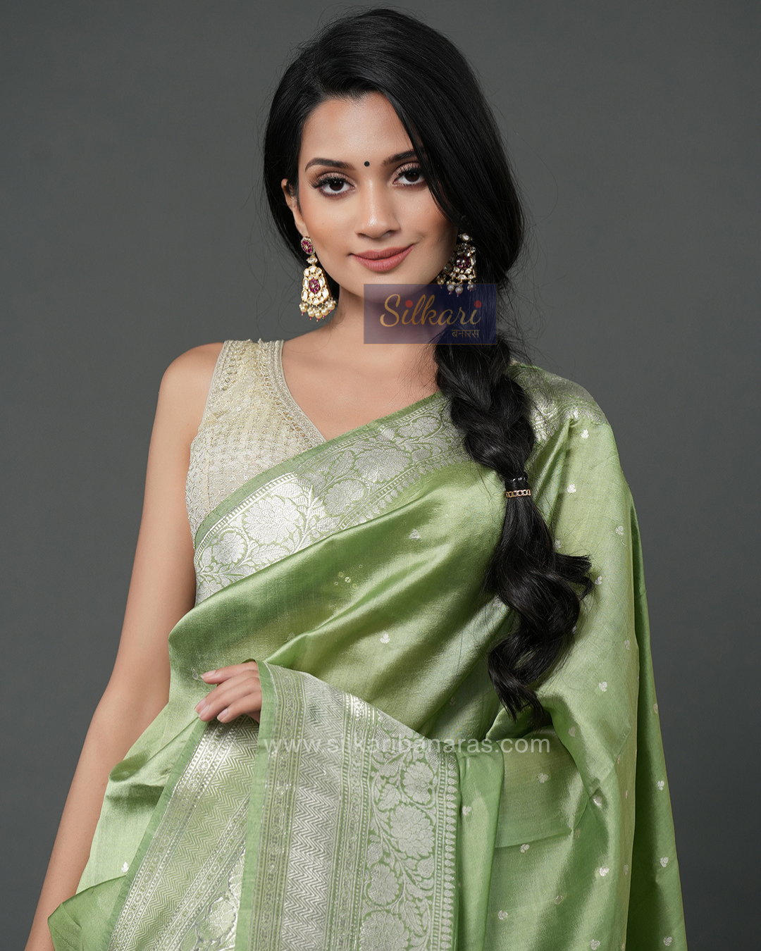 Pastel Grace Banarasi Silk Saree in Light Green