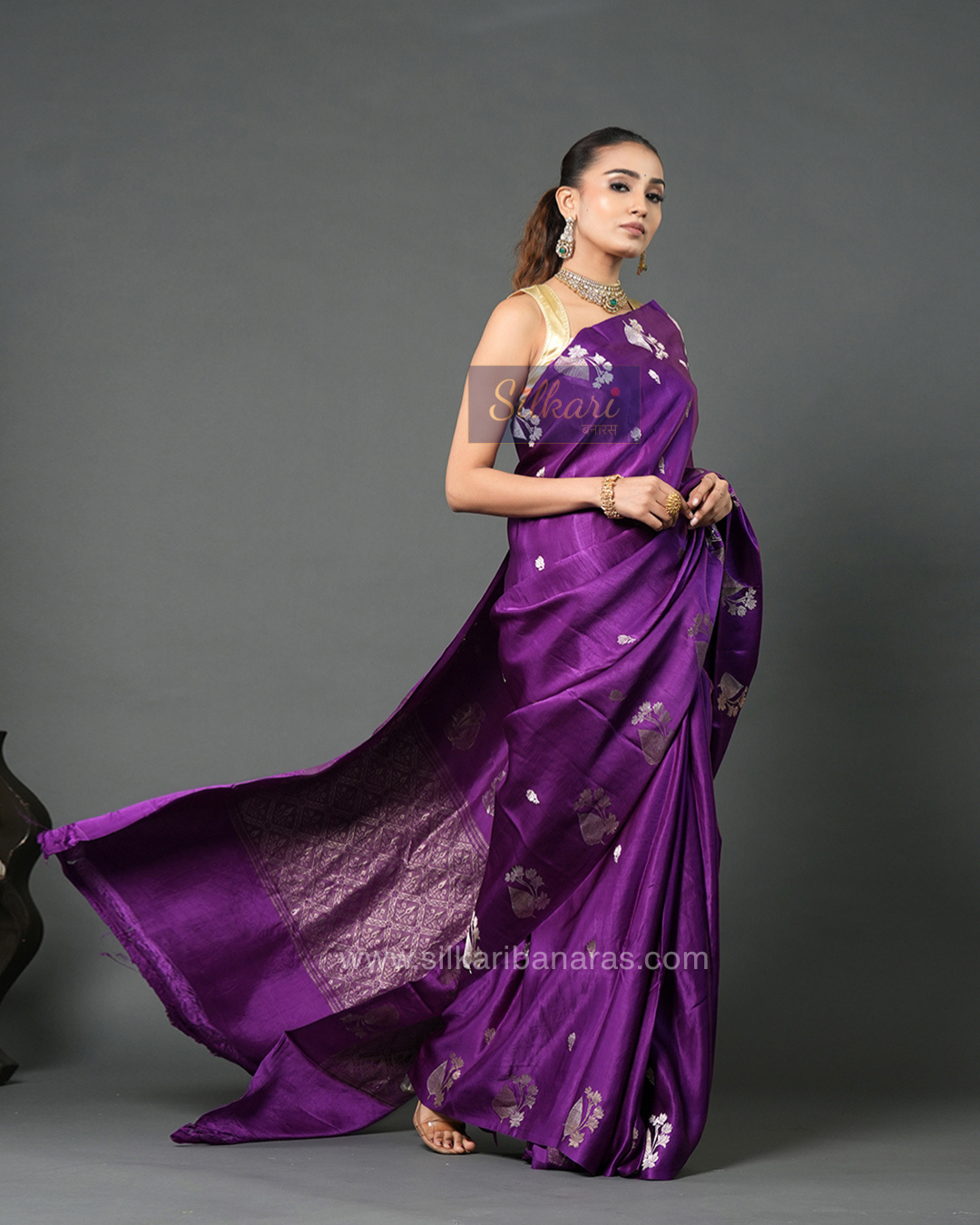 Royal Purple Banarasi Mashru Silk Saree