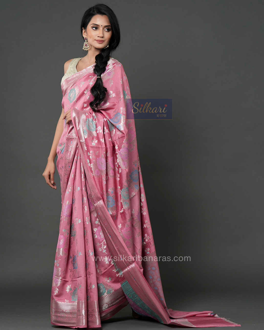 Pastel Pink Banarasi Chinya Silk Saree