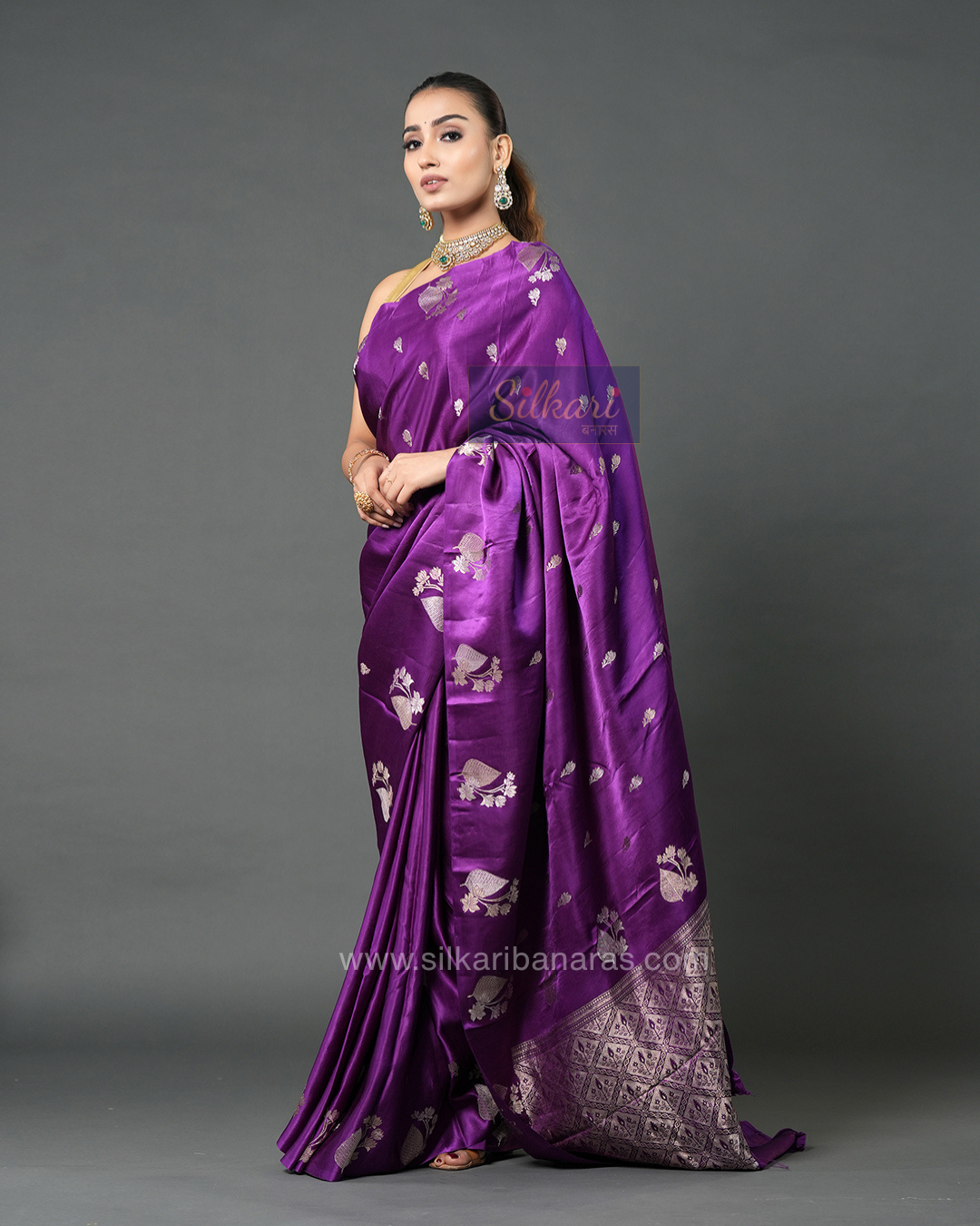 Royal Purple Banarasi Mashru Silk Saree