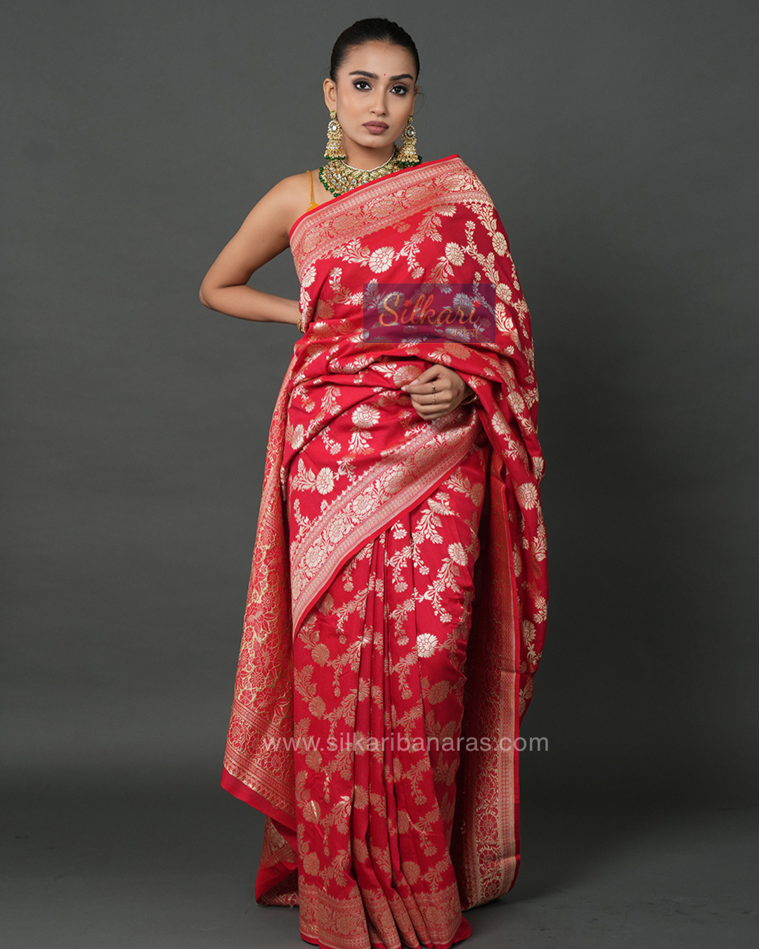 Classic Red Banarasi Moonga Silk Saree