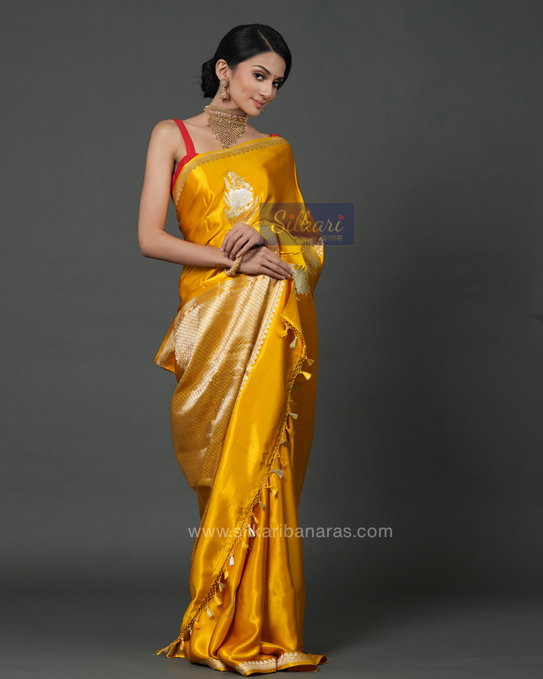 Handwoven Pure Banarasi Mashru Silk Saree