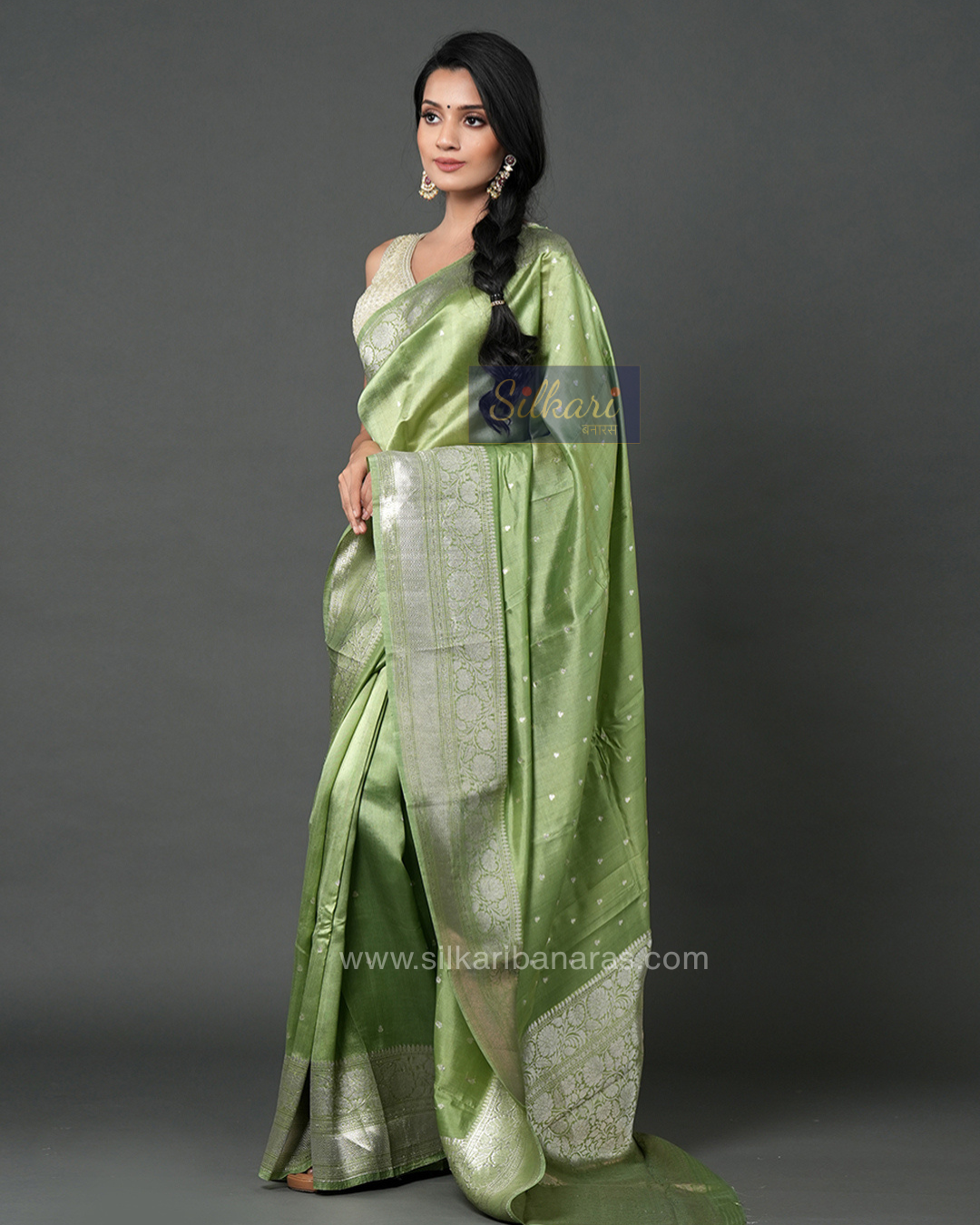 Pastel Grace Banarasi Silk Saree in Light Green