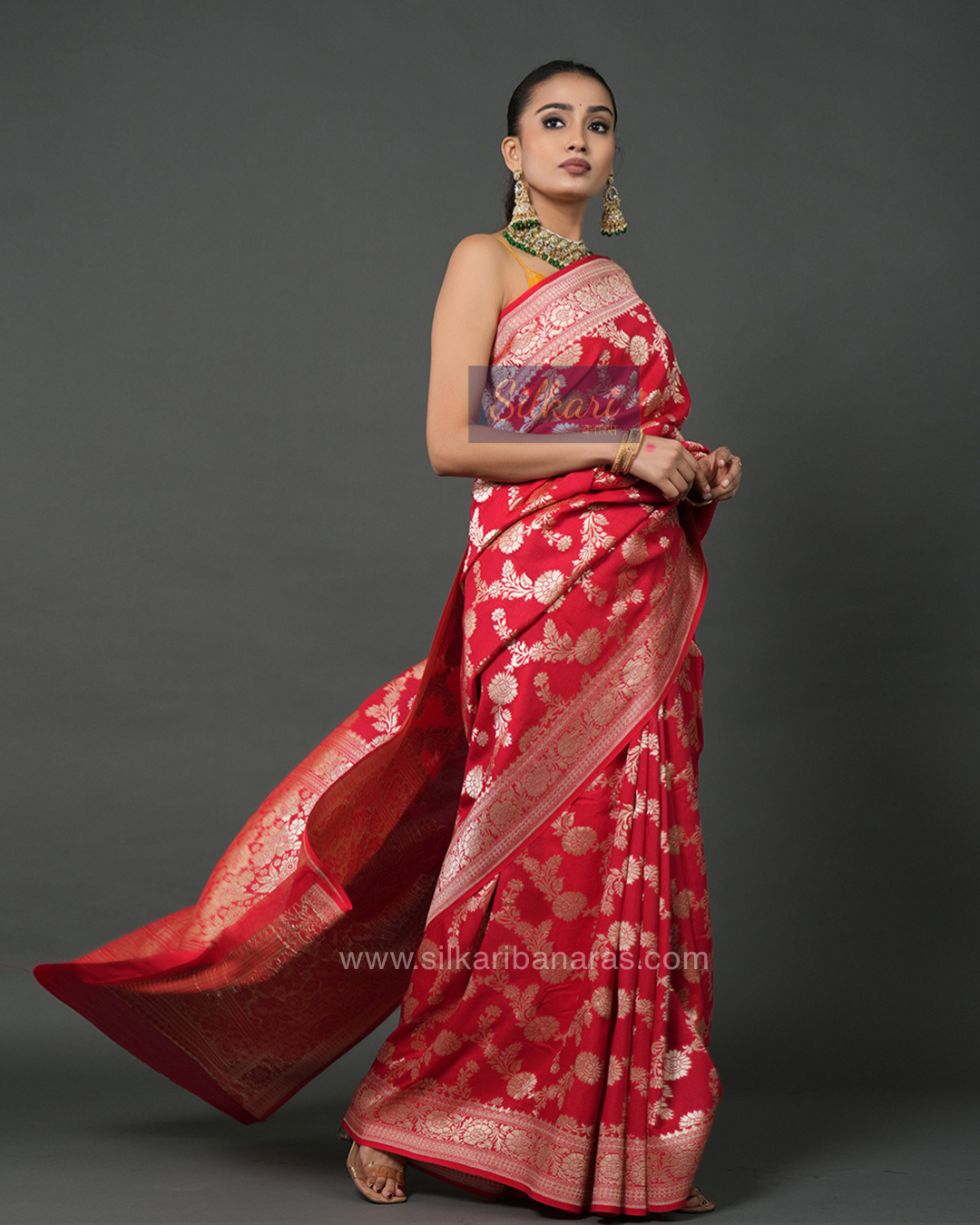 Classic Red Banarasi Moonga Silk Saree