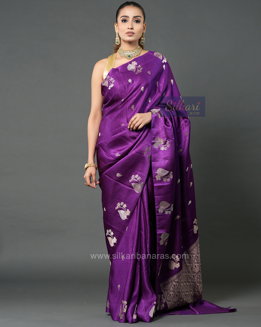 Royal Purple Banarasi Mashru Silk Saree