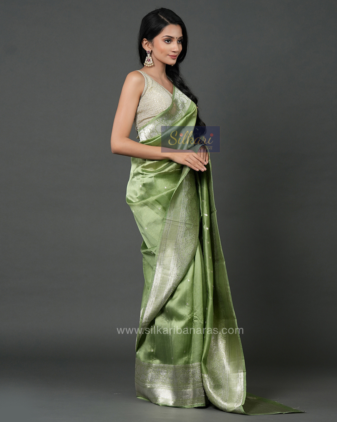 Pastel Grace Banarasi Silk Saree in Light Green