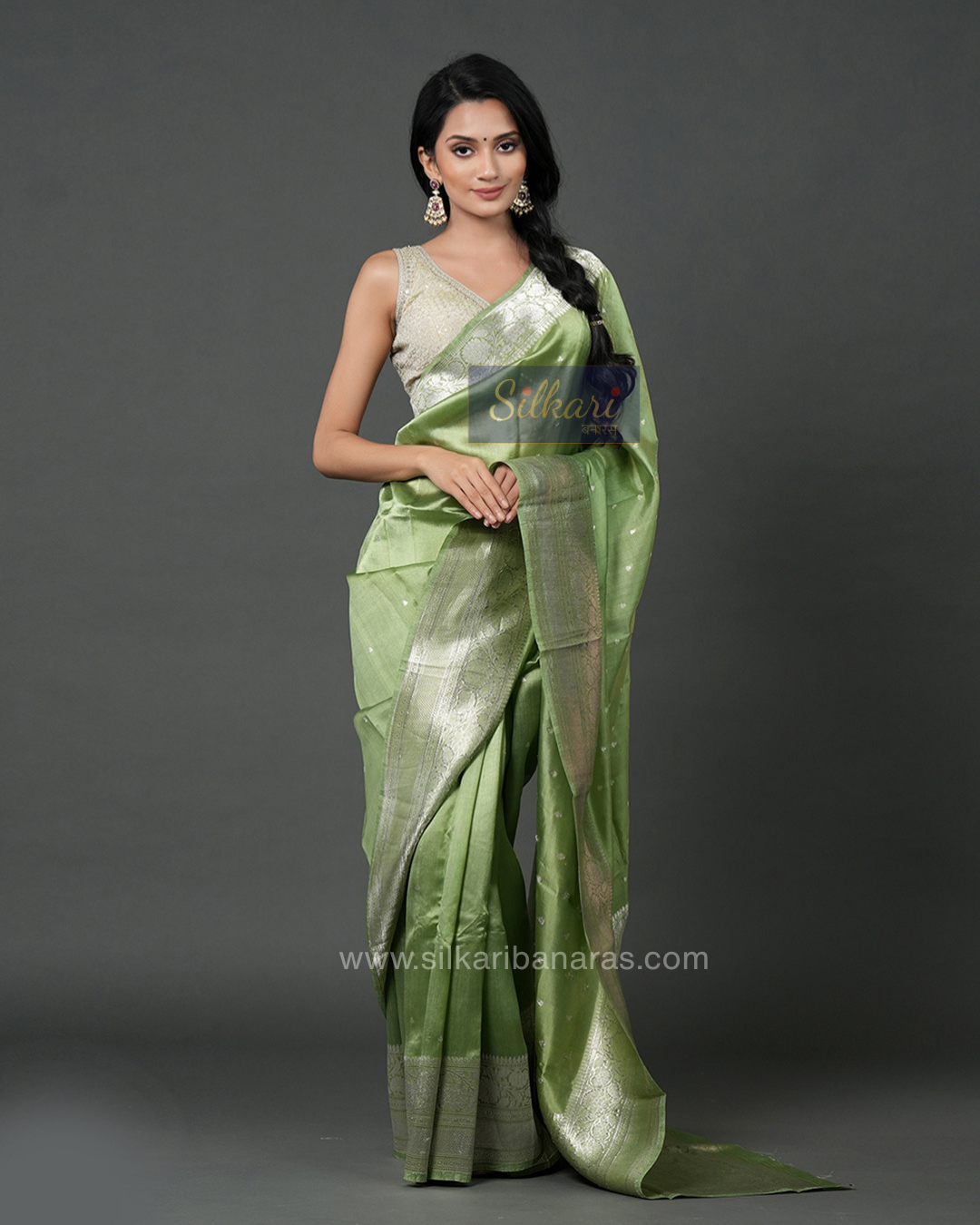 Pastel Grace Banarasi Silk Saree in Light Green
