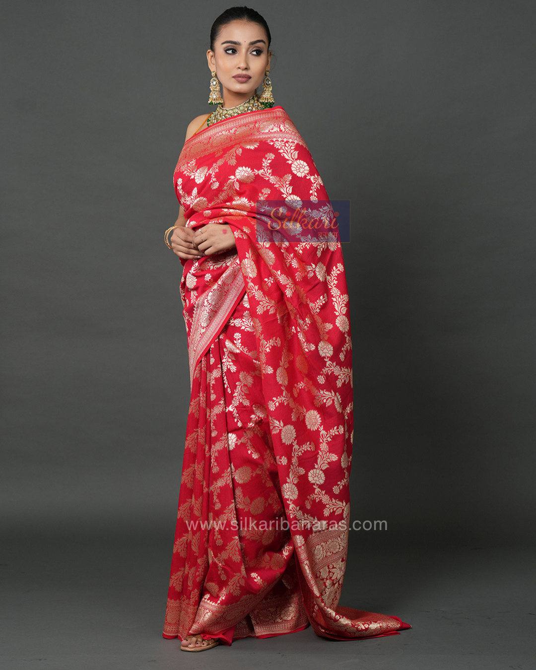 Classic Red Banarasi Moonga Silk Saree