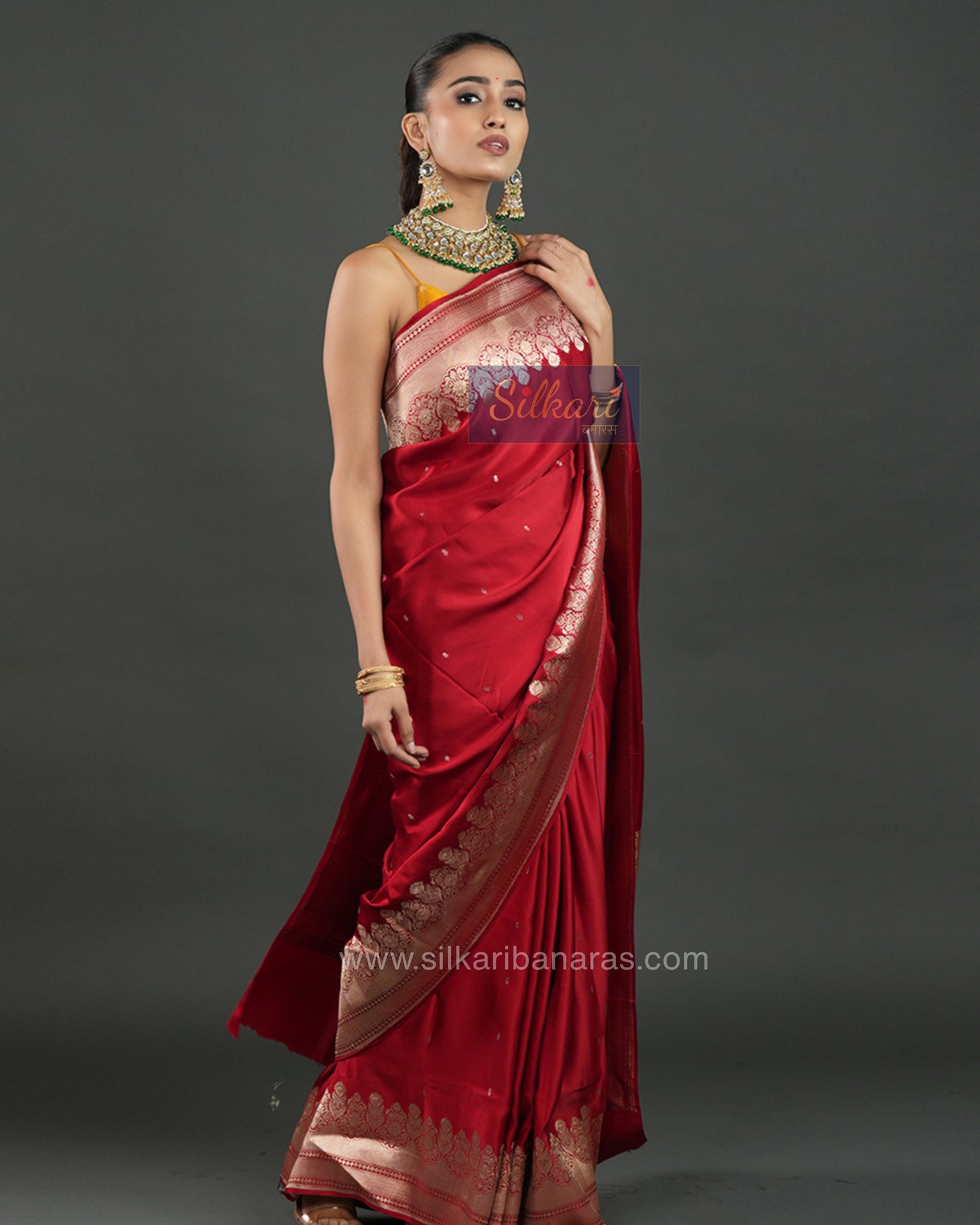 Handwoven Banarasi Mashru Silk Silk Saree