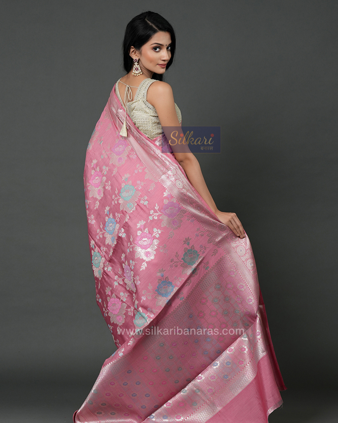 Pastel Pink Banarasi Chinya Silk Saree