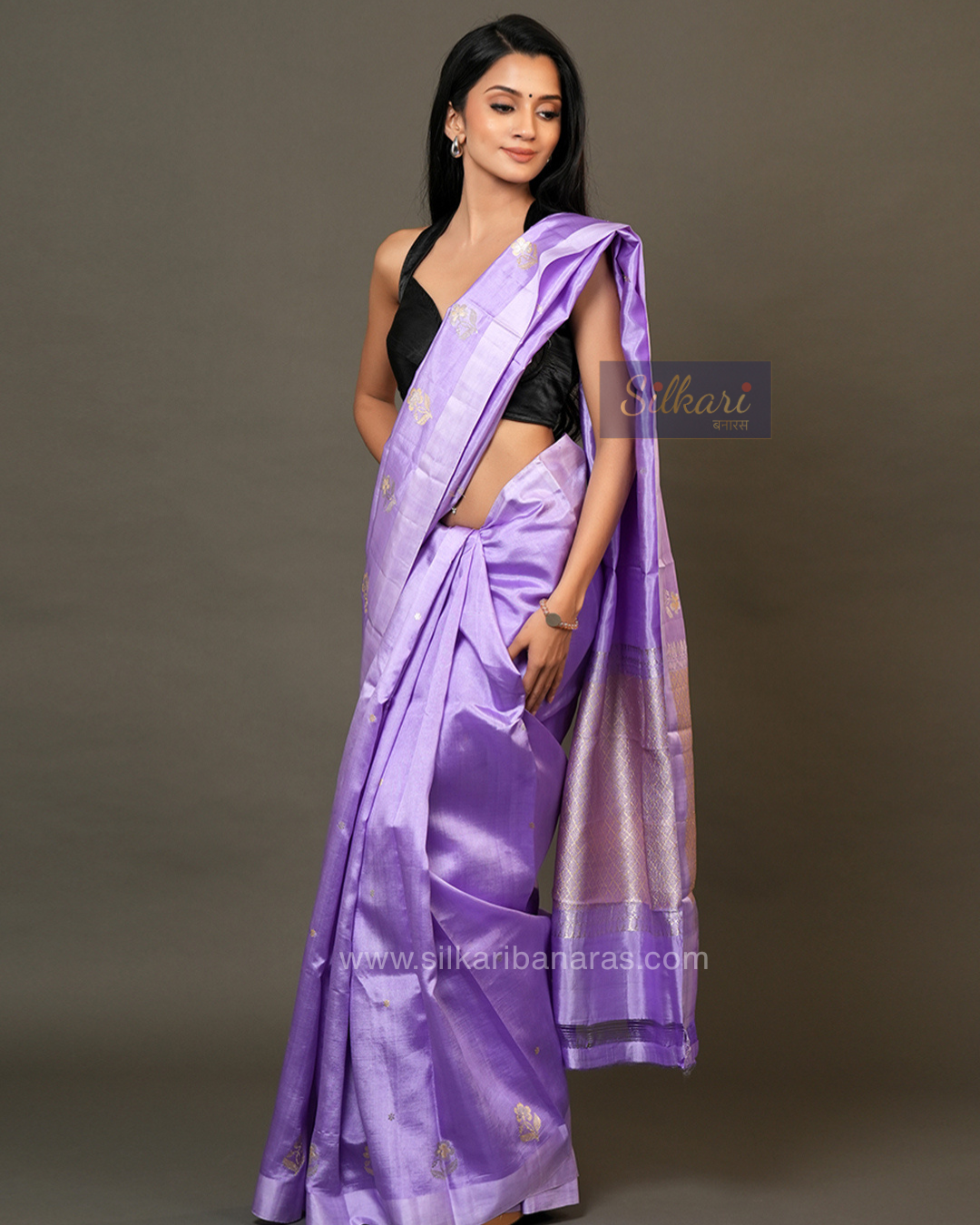 Banarasi Poona Silk Saree in Lavender