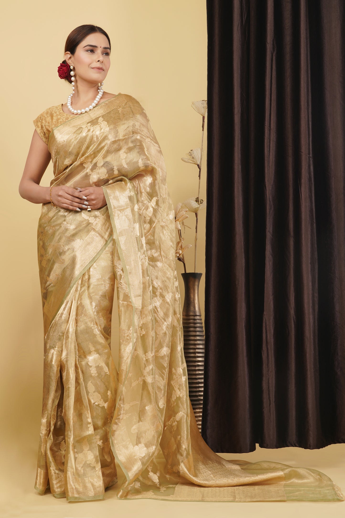 Tissue Saree - Golden