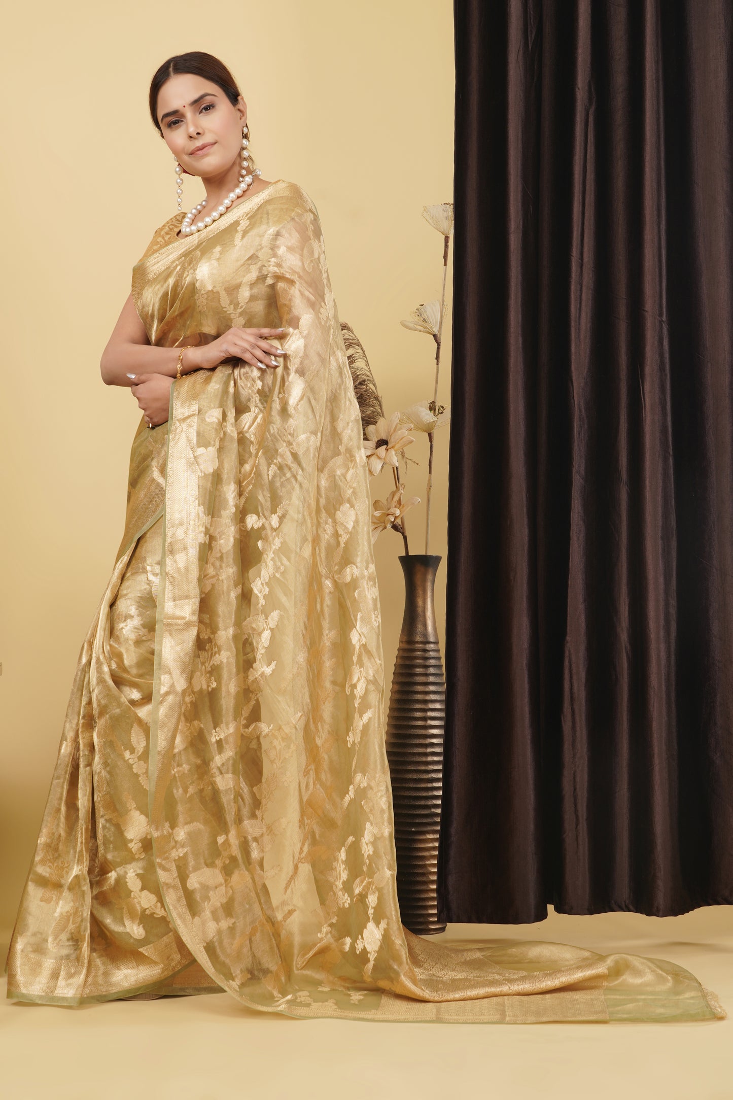 Tissue Saree - Golden