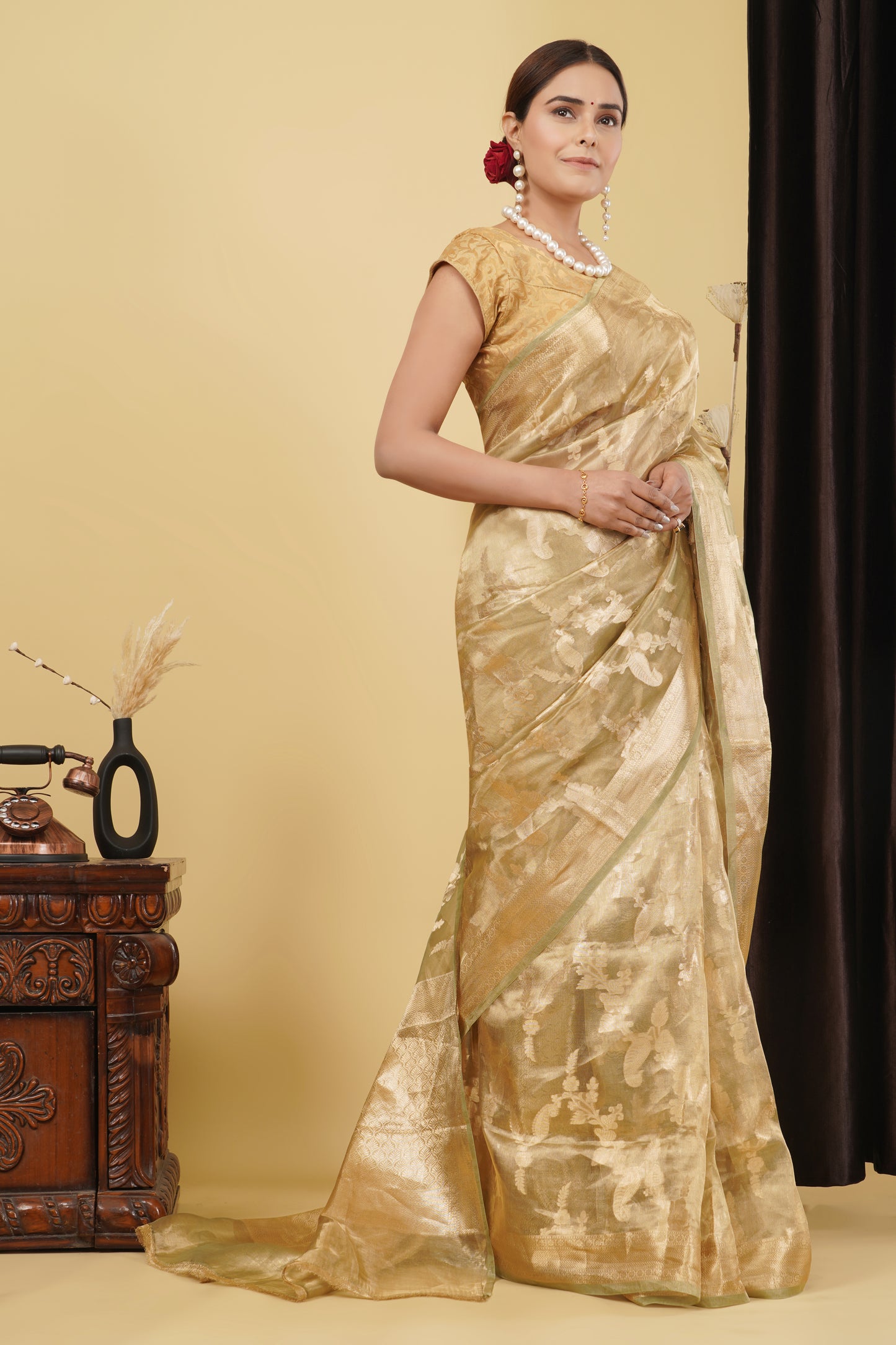 Tissue Saree - Golden