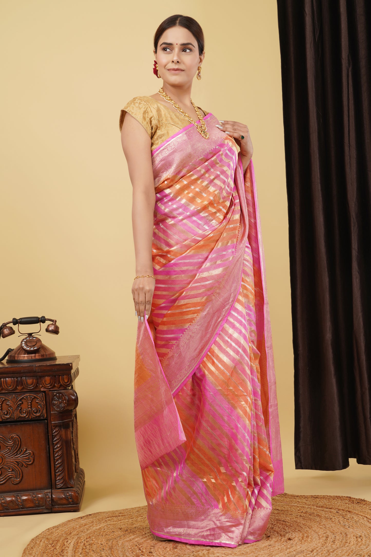 Tissue Saree - Pink