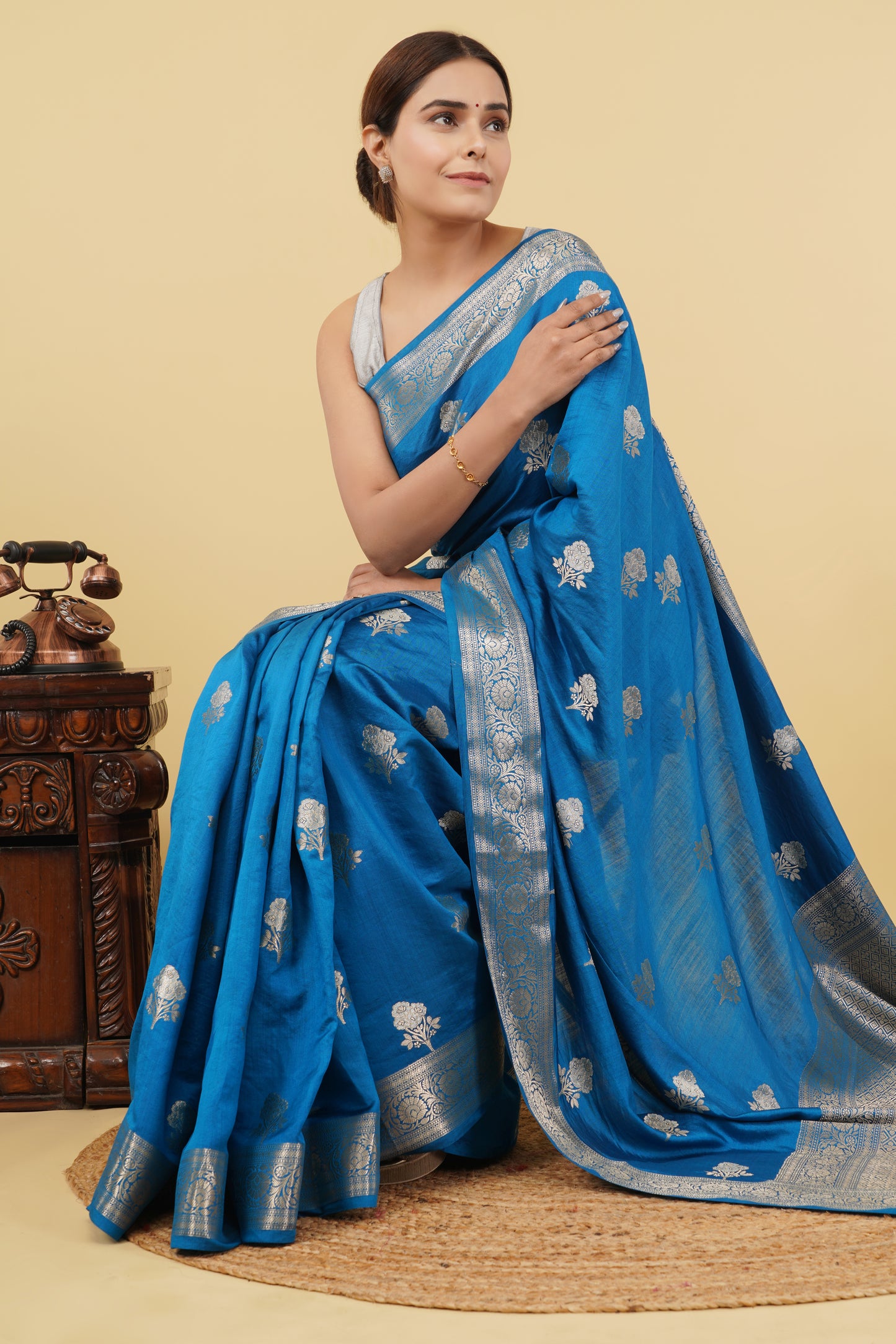 Chiniya Silk Saree – Blue