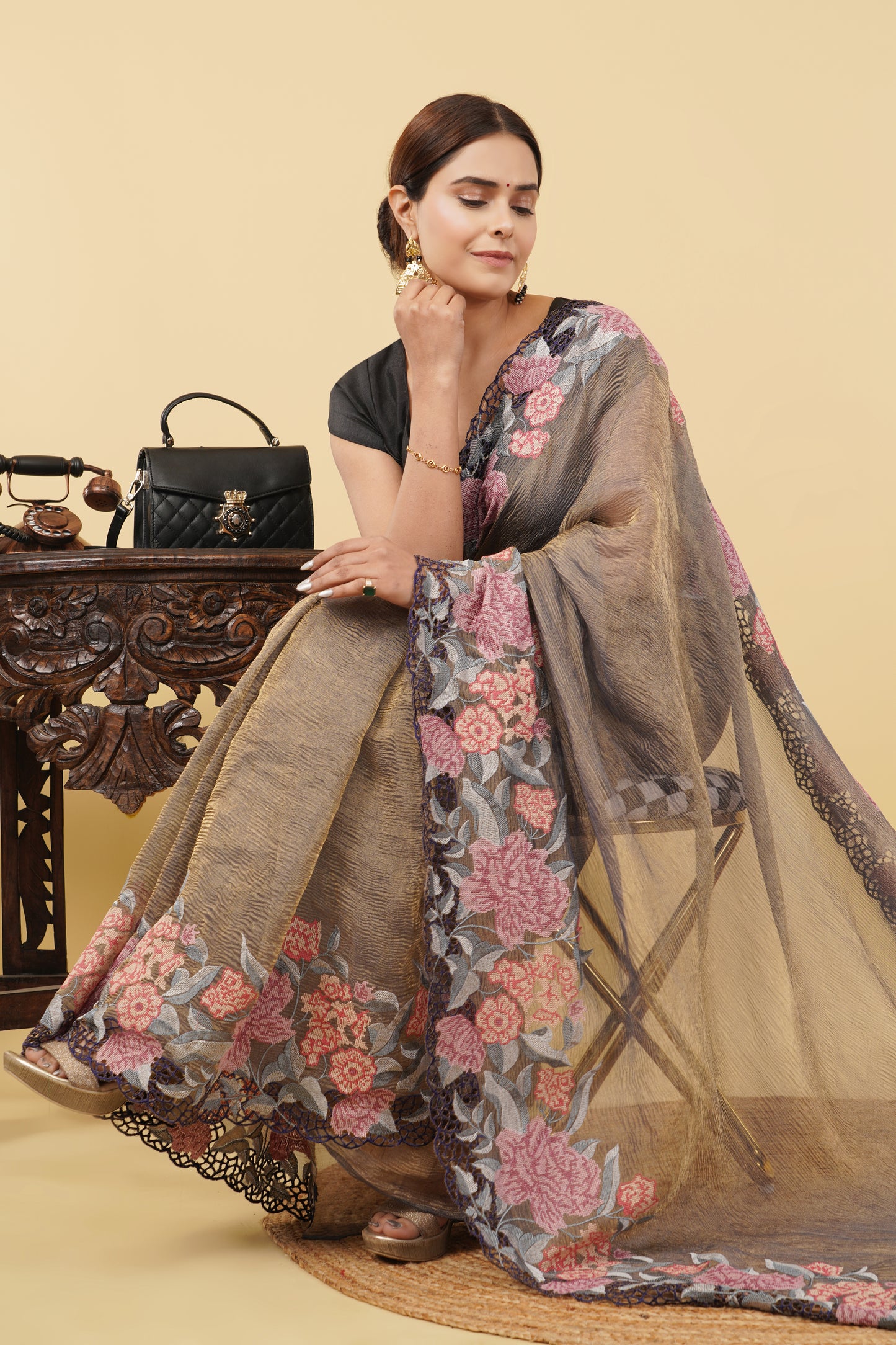Tissue Saree (Crushed)