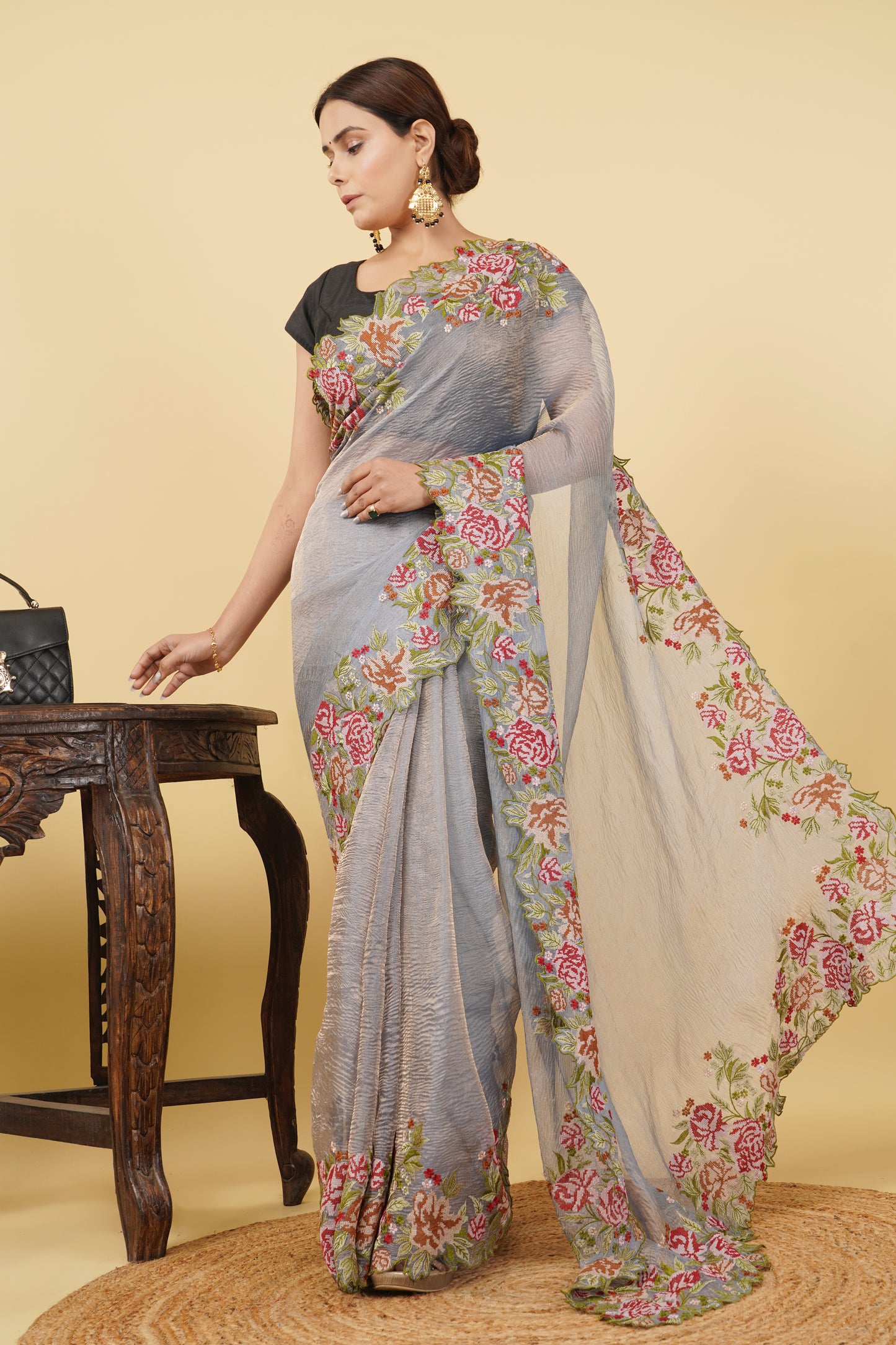 Tissue Saree (Crushed)