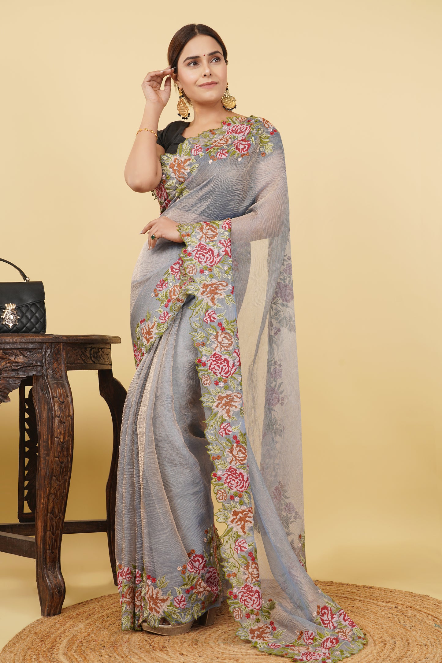 Tissue Saree (Crushed)