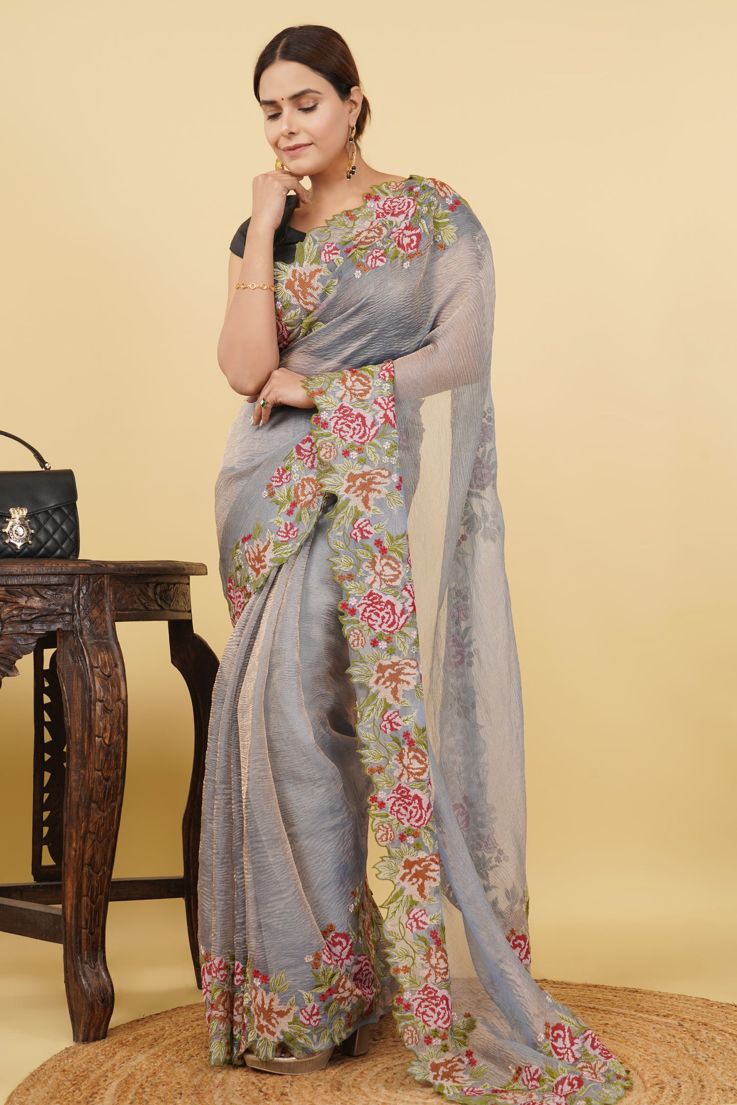 Tissue Saree (Crushed)