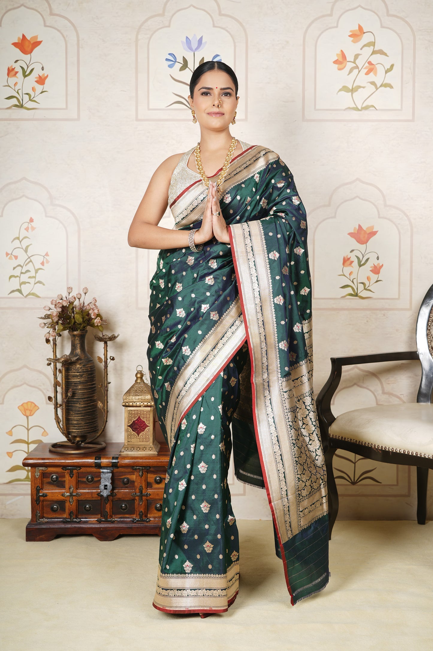 Katan Silk Saree – Emerald Green