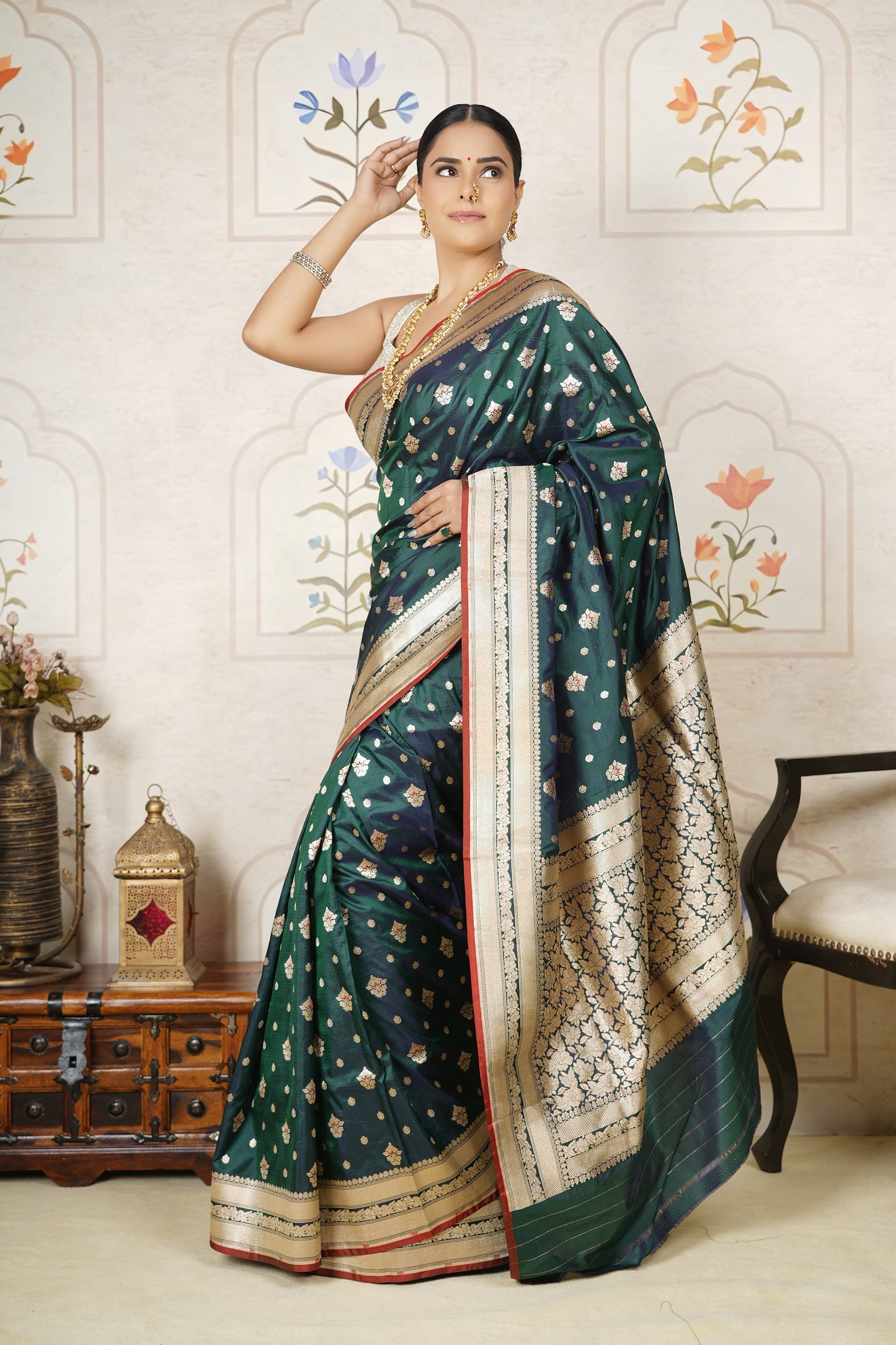 Katan Silk Saree – Emerald Green