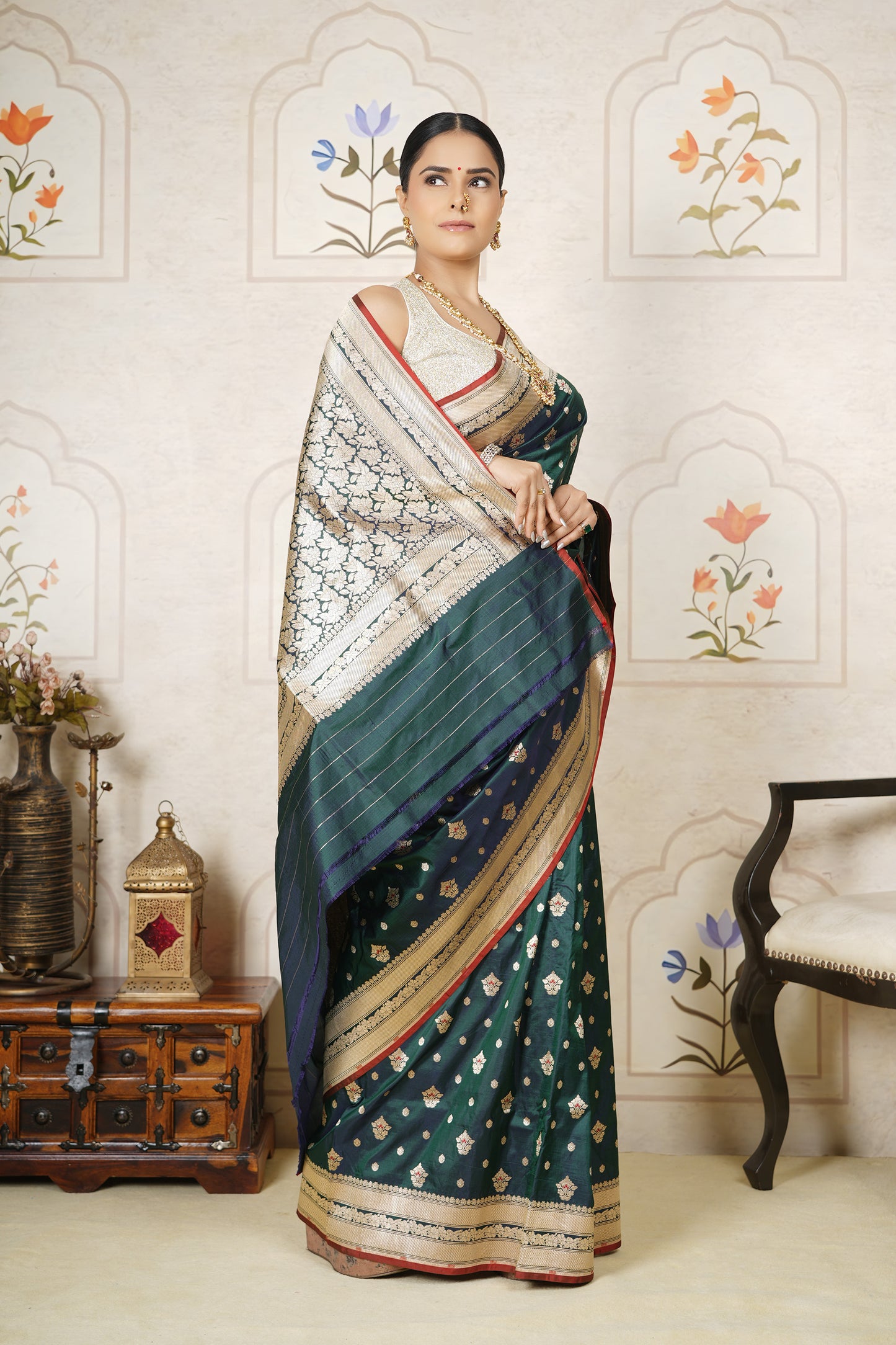 Katan Silk Saree – Emerald Green