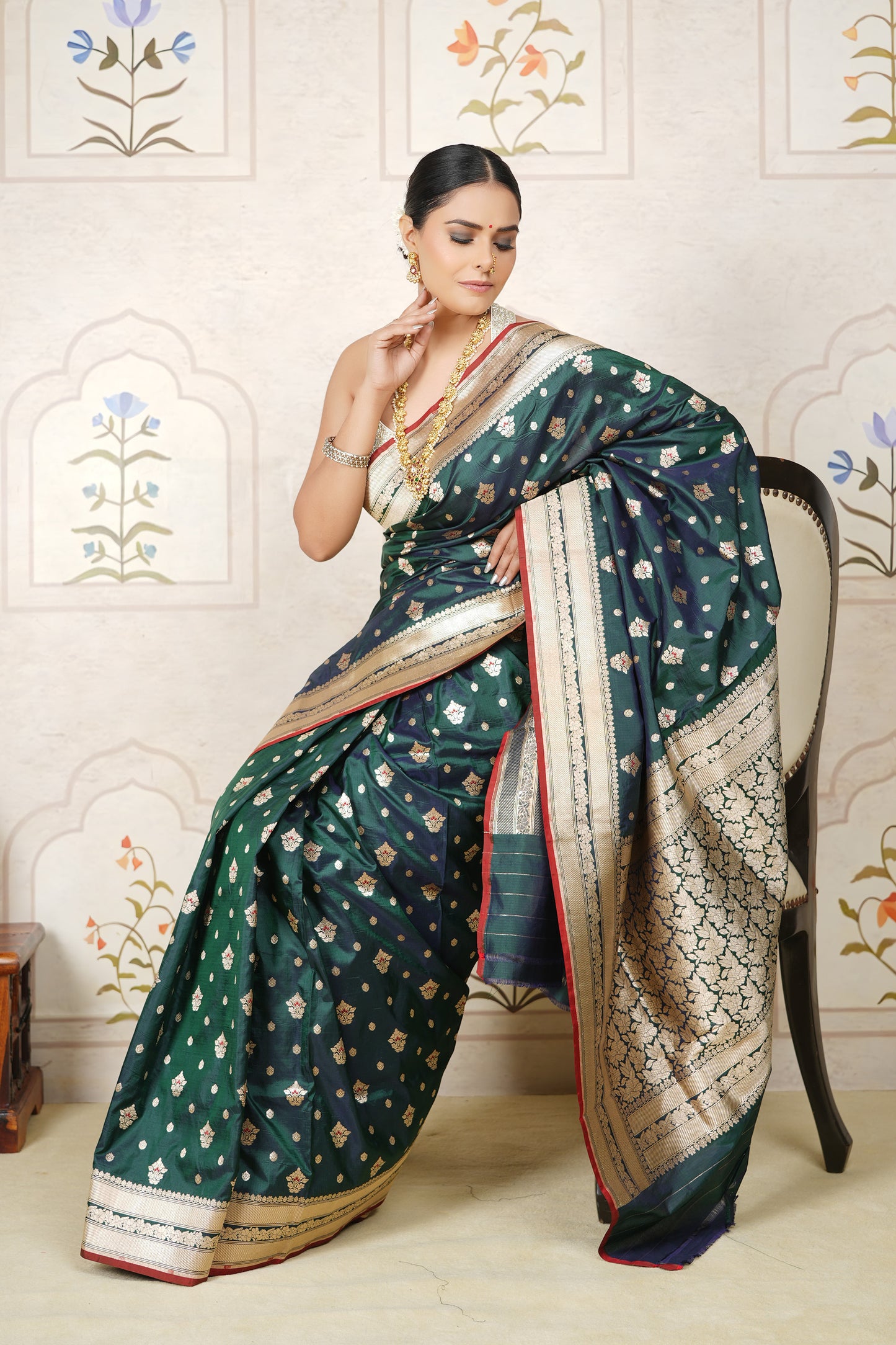 Katan Silk Saree – Emerald Green
