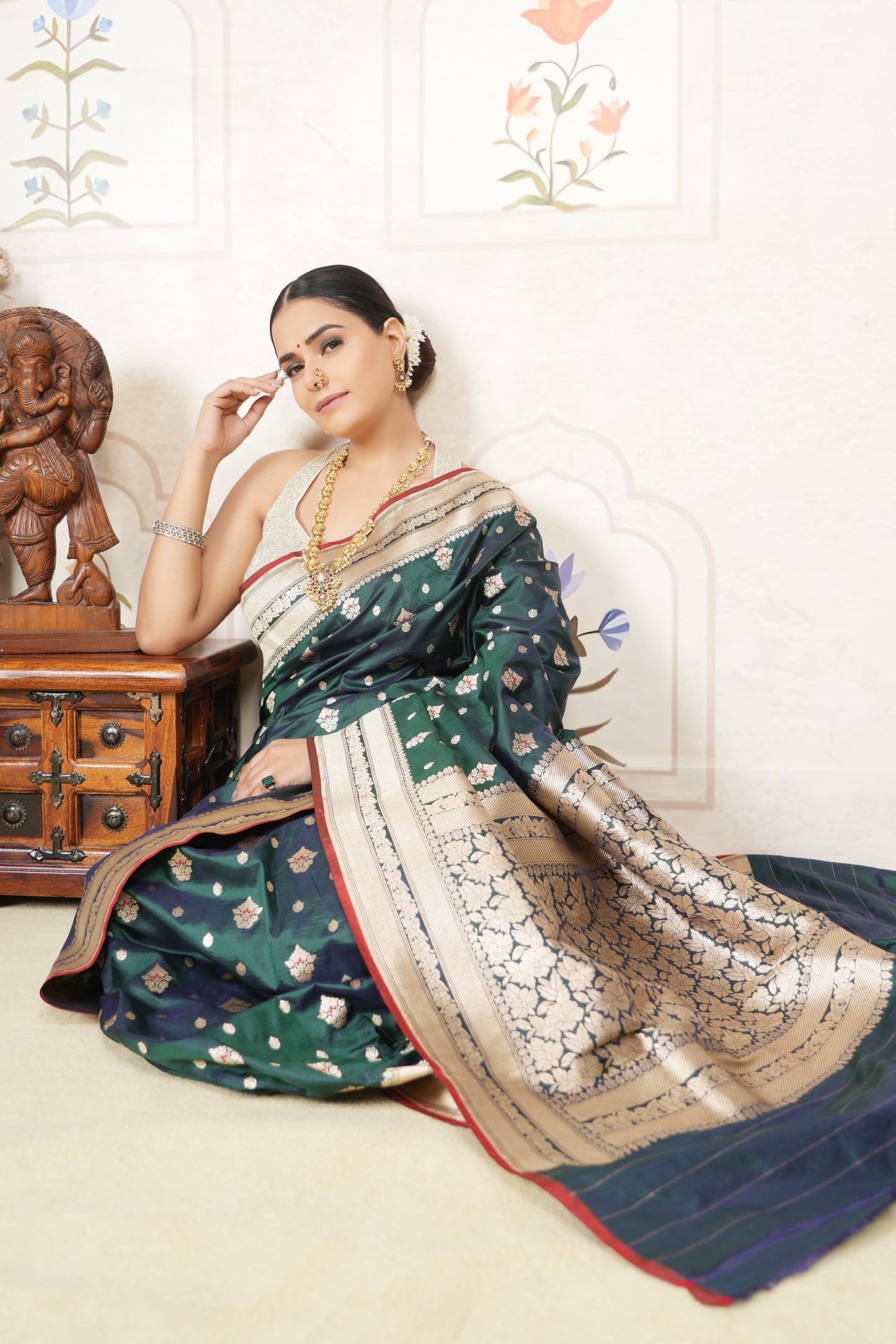 Katan Silk Saree – Emerald Green
