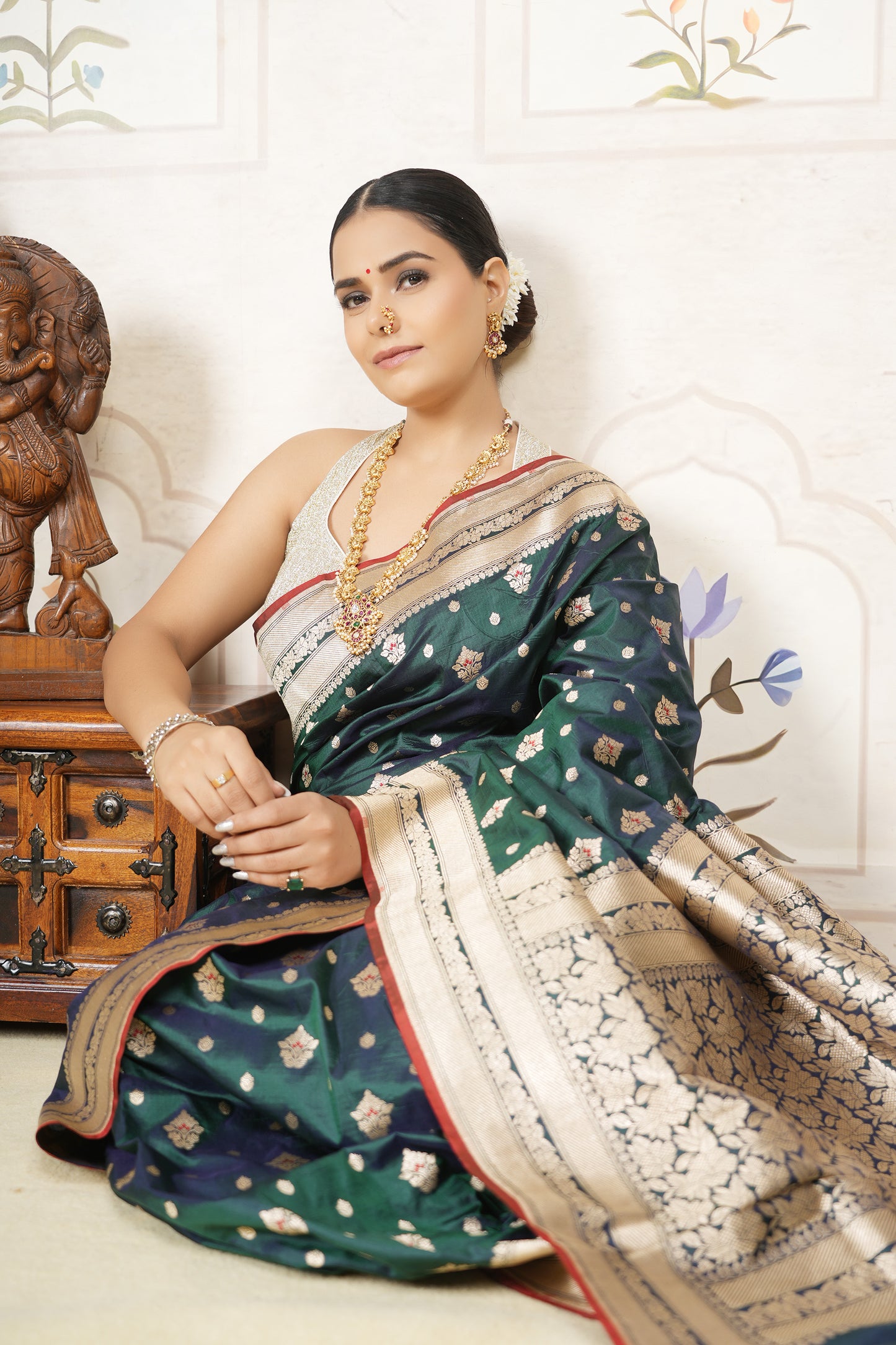 Katan Silk Saree – Emerald Green