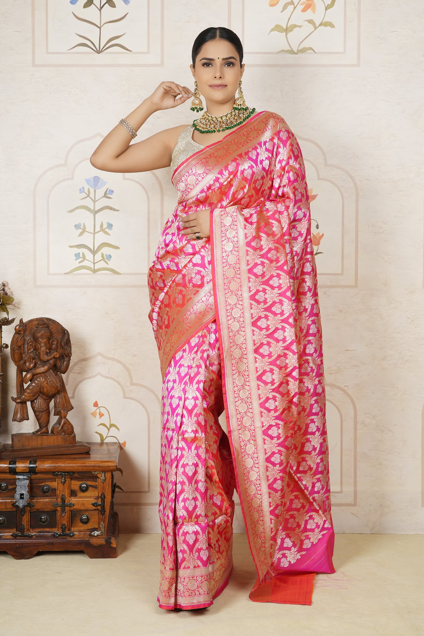 Katan Silk Saree – Bridal Pink