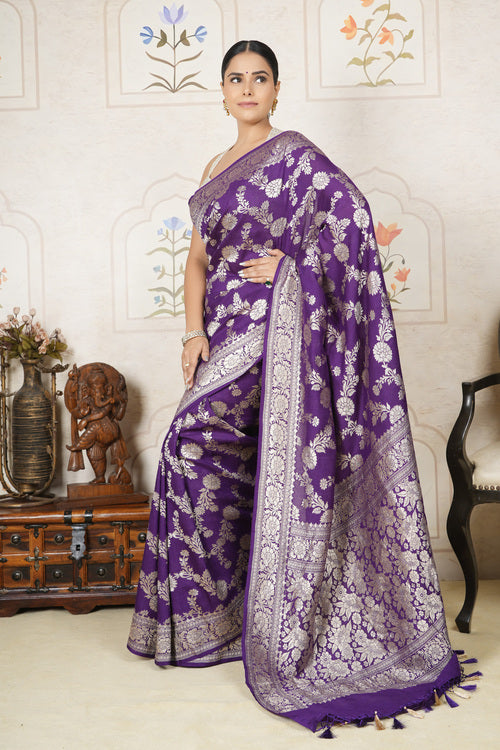 Monga Silk Saree – Purple