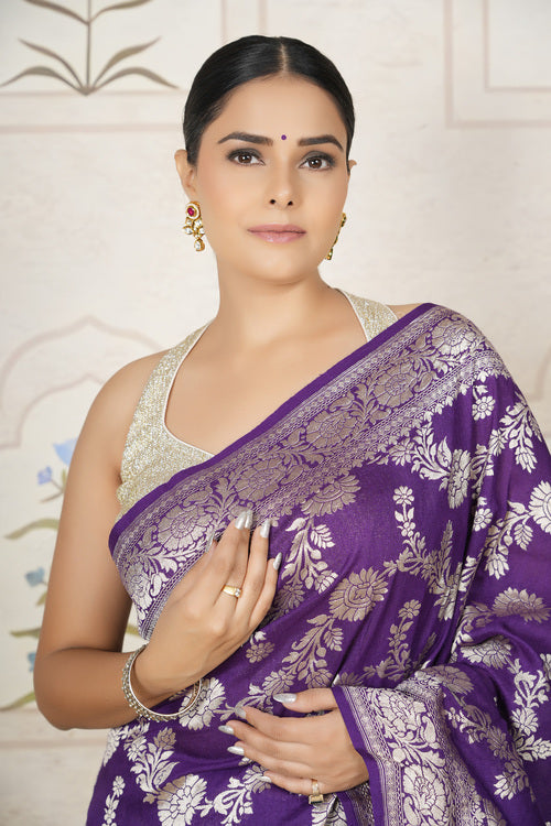 Monga Silk Saree – Purple