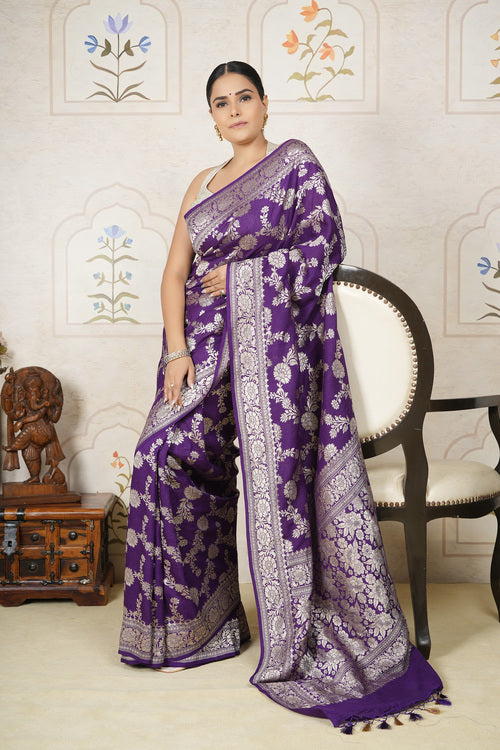 Monga Silk Saree – Purple