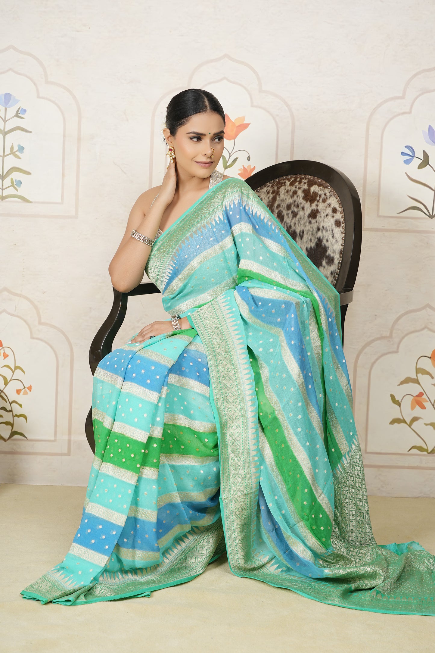 Khaddi Georgette Saree – Waves of the Ocean