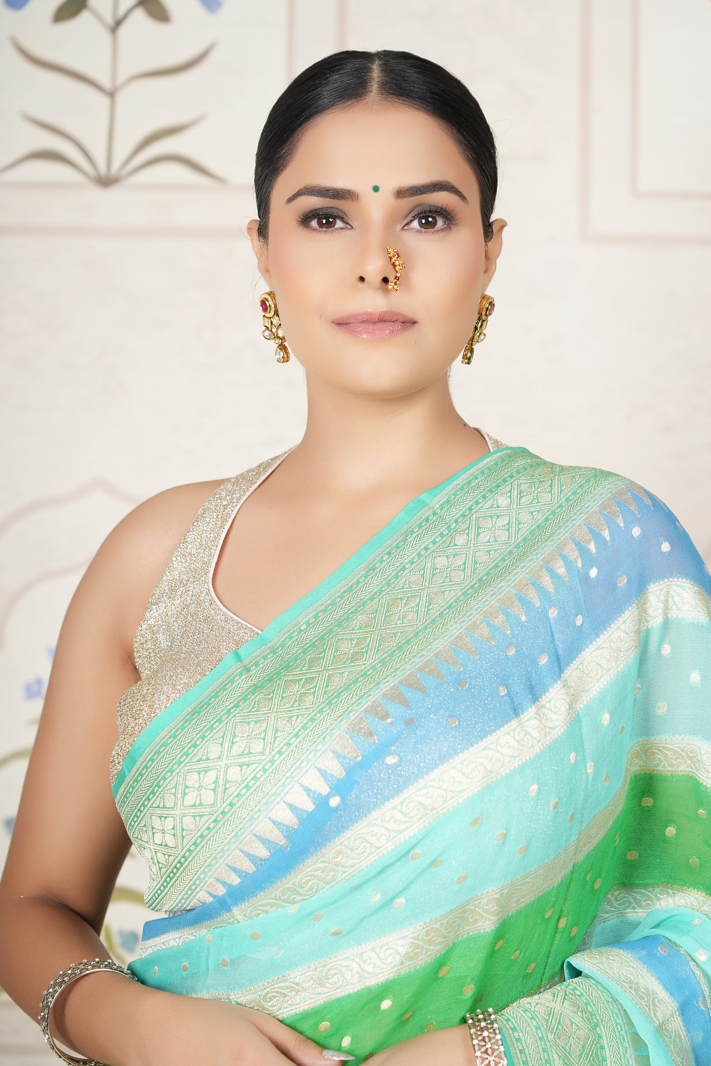 Khaddi Georgette Saree – Waves of the Ocean