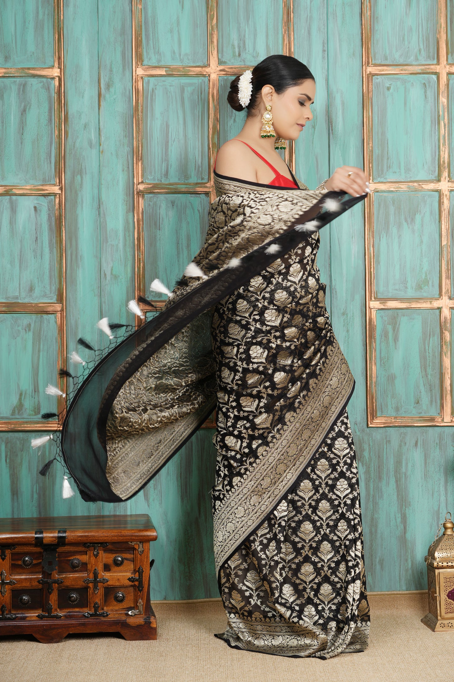 Khaddi Georgette Saree – Classic Black