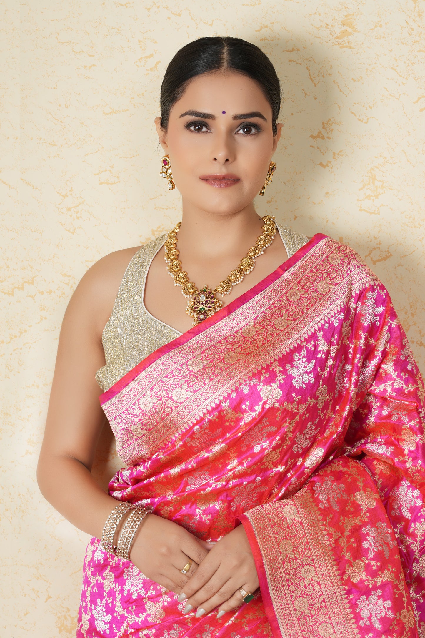 Katan Silk Saree – Bridal Pink