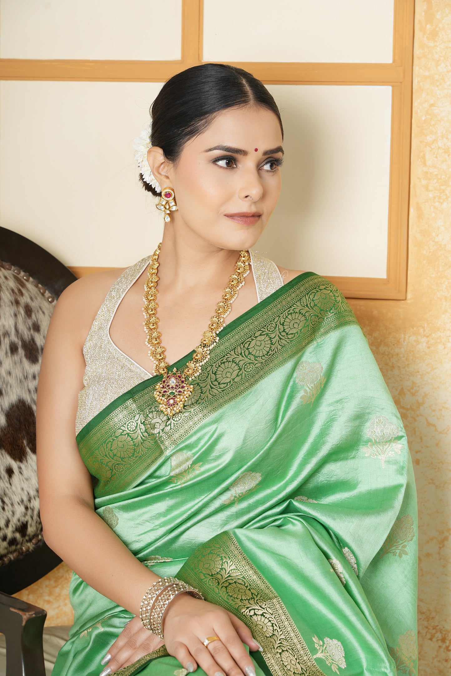 Chiniya Silk Saree – Green