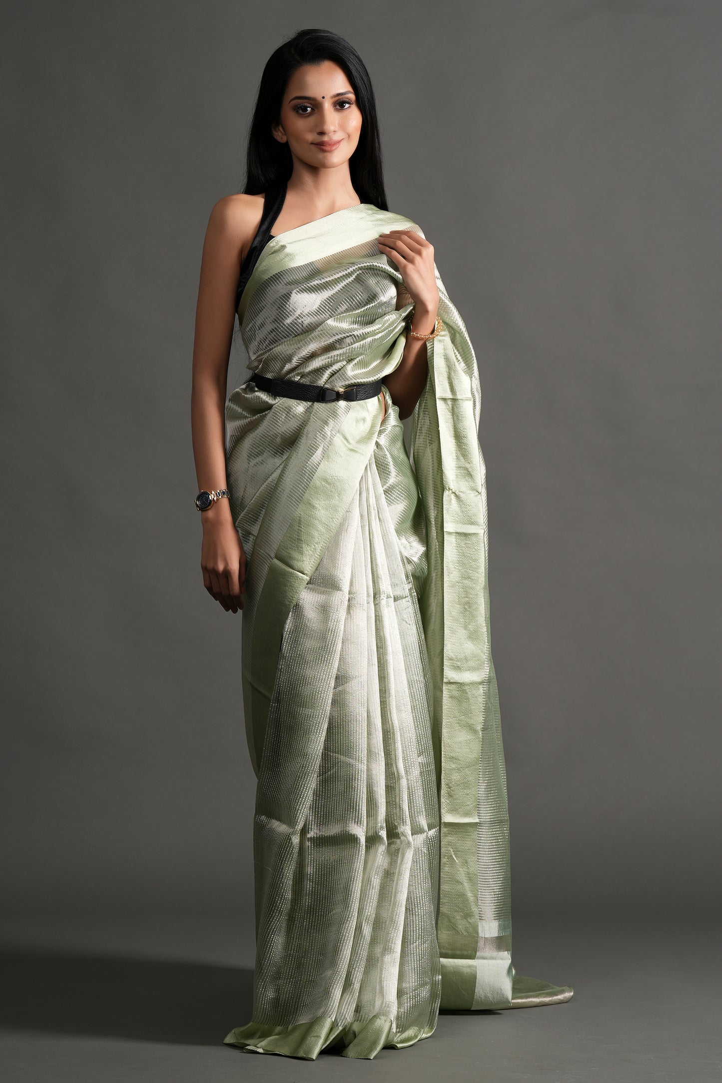 Banarasi Tissue Saree - Pestal Green