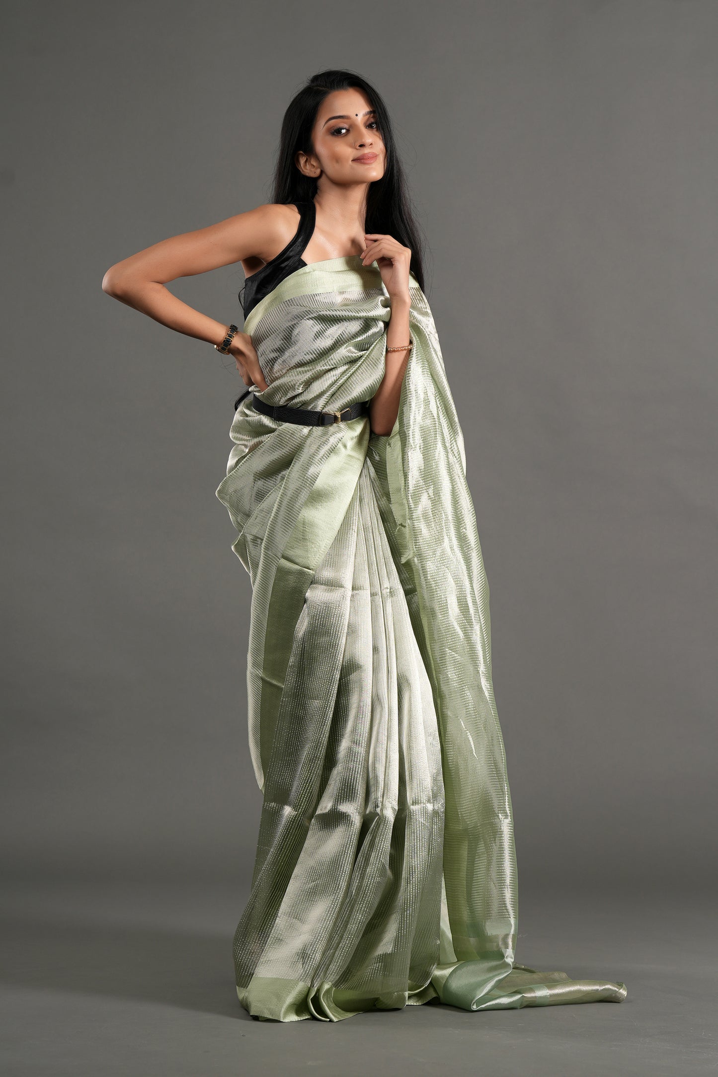 Banarasi Tissue Saree - Pestal Green