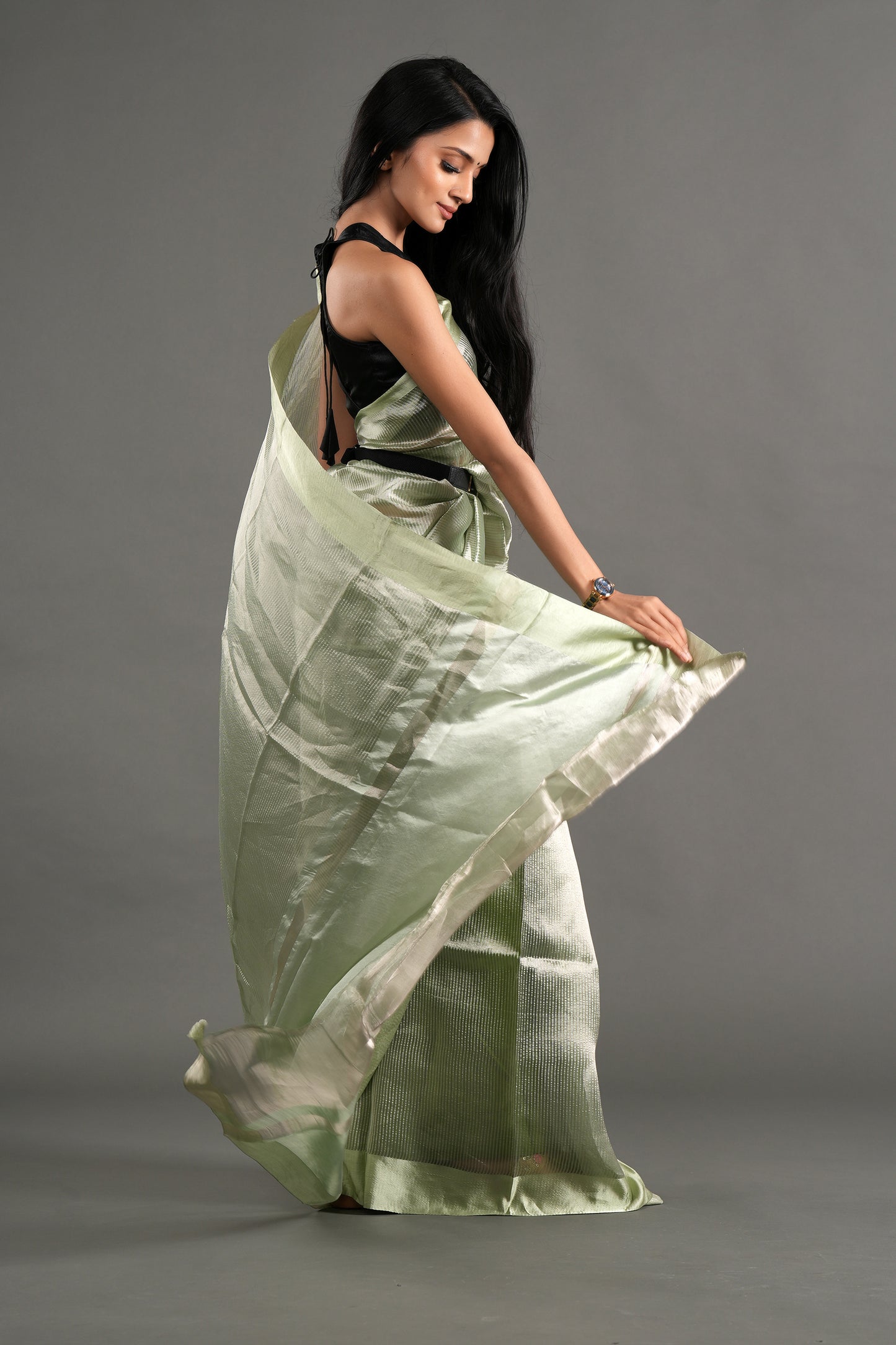Banarasi Tissue Saree - Pestal Green
